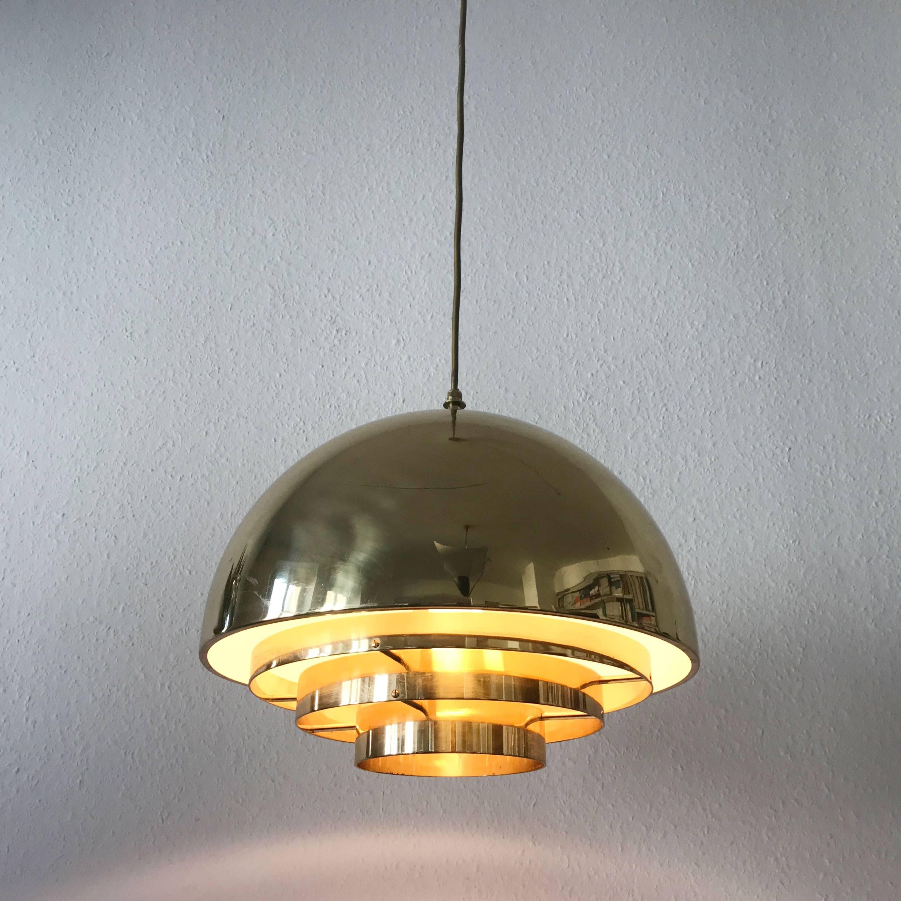 Brass Pendant Lamp Dome by Vereinigte Werkstätten München in 1960s For Sale 1