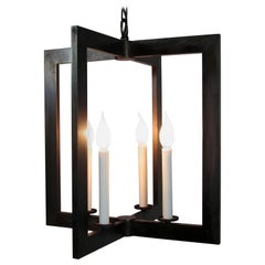 Brass Pendant Lantern with Candles "Unboxed" Rustic Bronze, Made in Italy