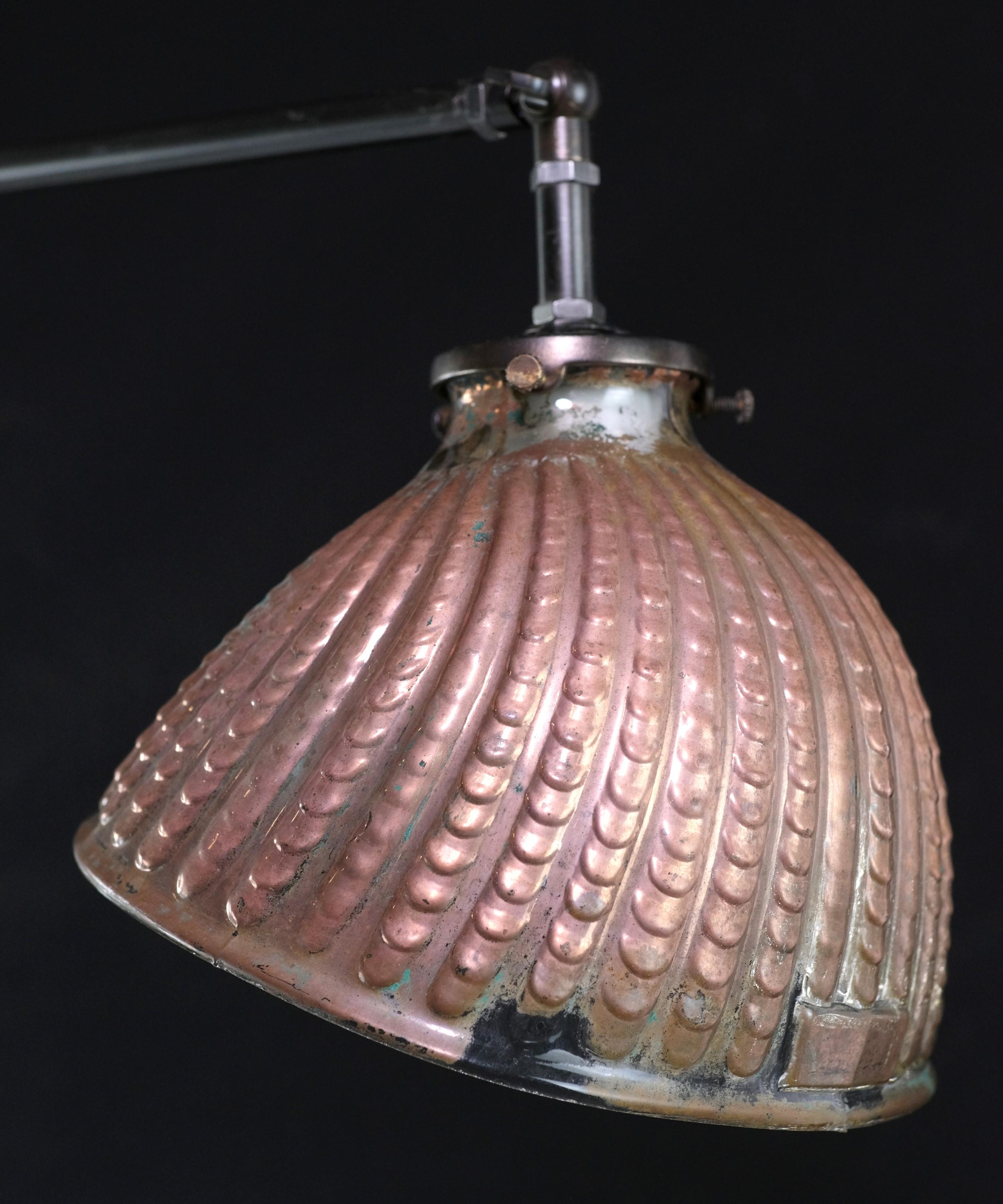 Américain Lampe pendante en laiton 2 abat-jour en verre au mercure recouvert de cuivre