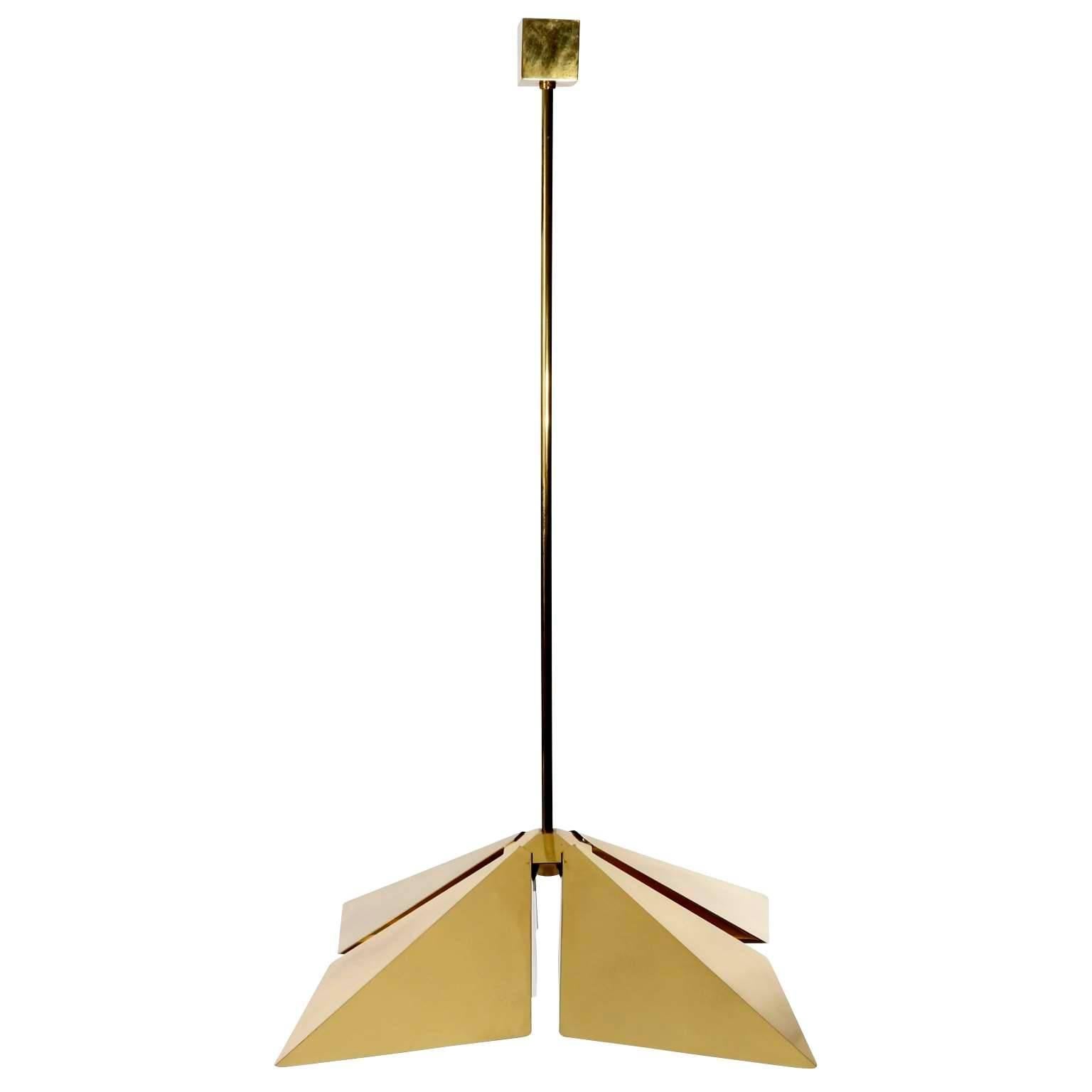 Mid-Century Modern Brass Pendant Light Fixture, Vereinigte Werkstaetten, 1970 In Good Condition For Sale In Hausmannstätten, AT