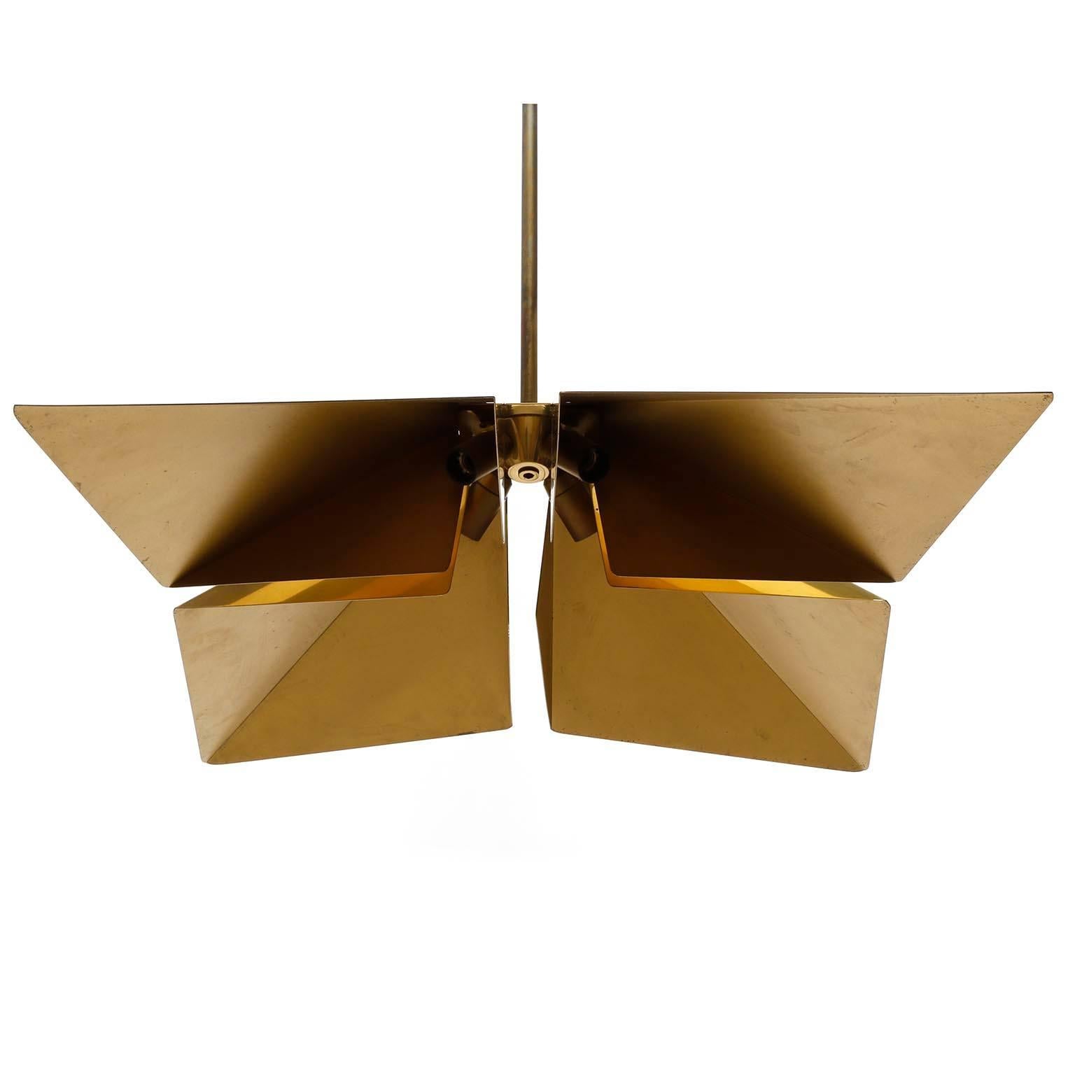 Mid-Century Modern Brass Pendant Light Fixture, Vereinigte Werkstaetten, 1970 For Sale 1