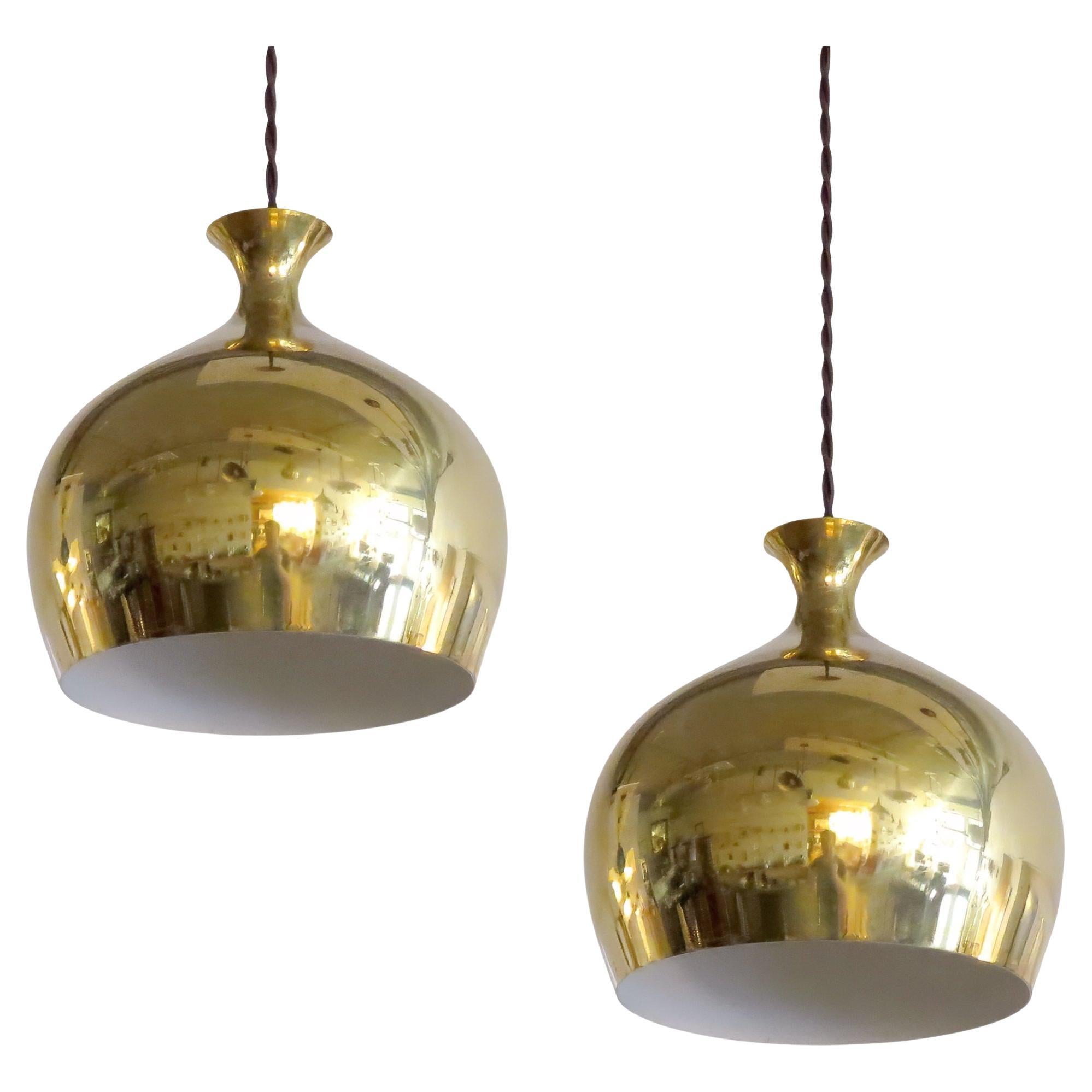 Brass Pendant Lights by Helge Zimdal for Falkenbergs Belysning, 1960 in vendita