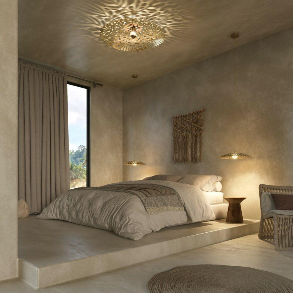 The Gaetano Flower brass pendant light with an organic design features a wide 50 cm hand-chiseled brass disc, inspired by the delicate shapes of flower petals. Entirely handcrafted in aged gold-patinated brass, it reflects artisanal expertise