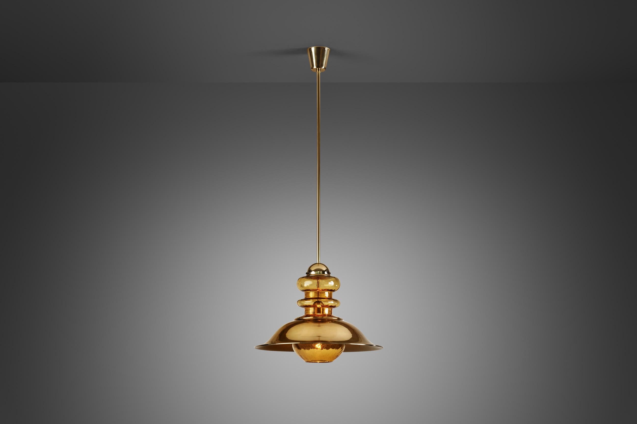 This unique ceiling lamp is the result of an era when old and new influences interacted actively, combining traditional methods and looks with the 20th century’s design movements’ peculiar aesthetic. As this lamp shows, the one-of-a-kind, often
