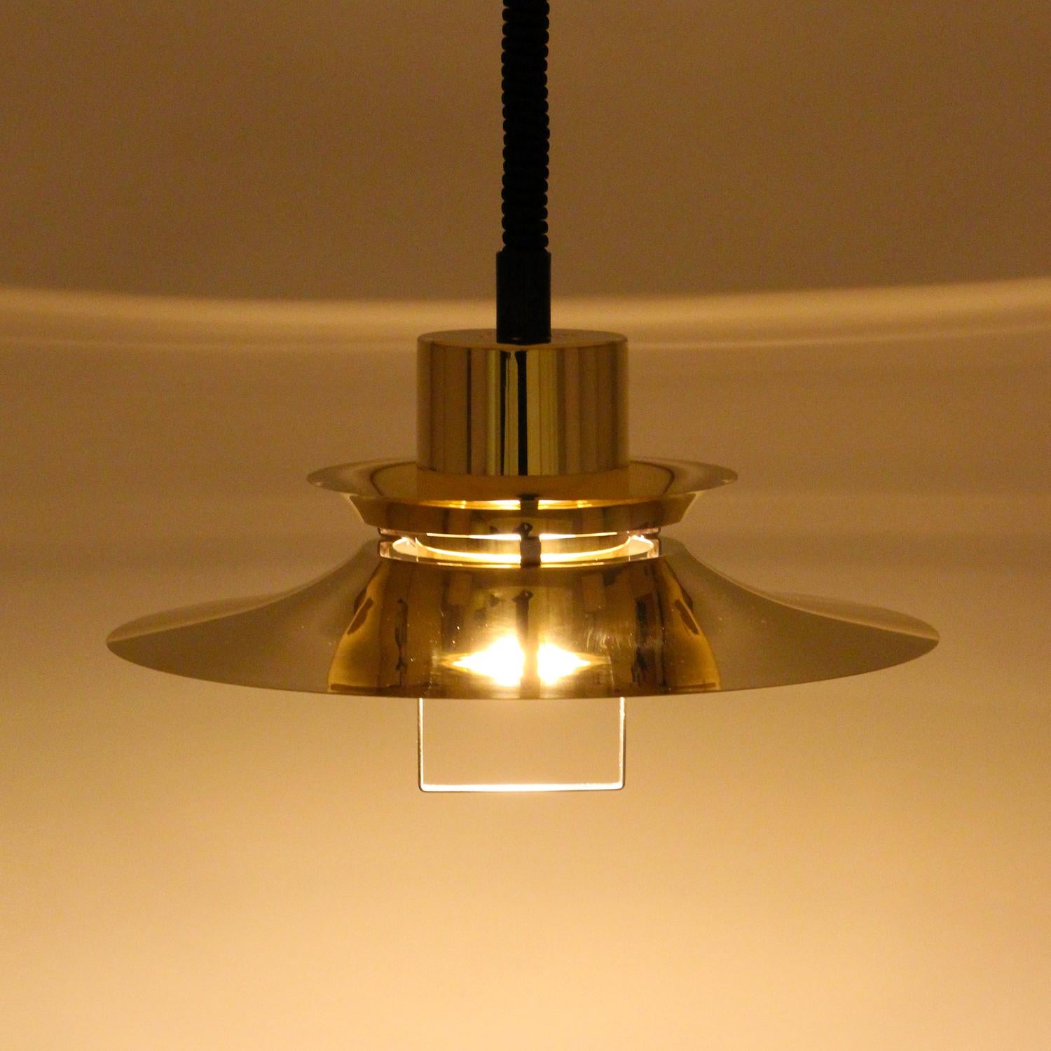Brass Pendant, No. 23124 by Vitrika, 1960s with New Black Suspension 1
