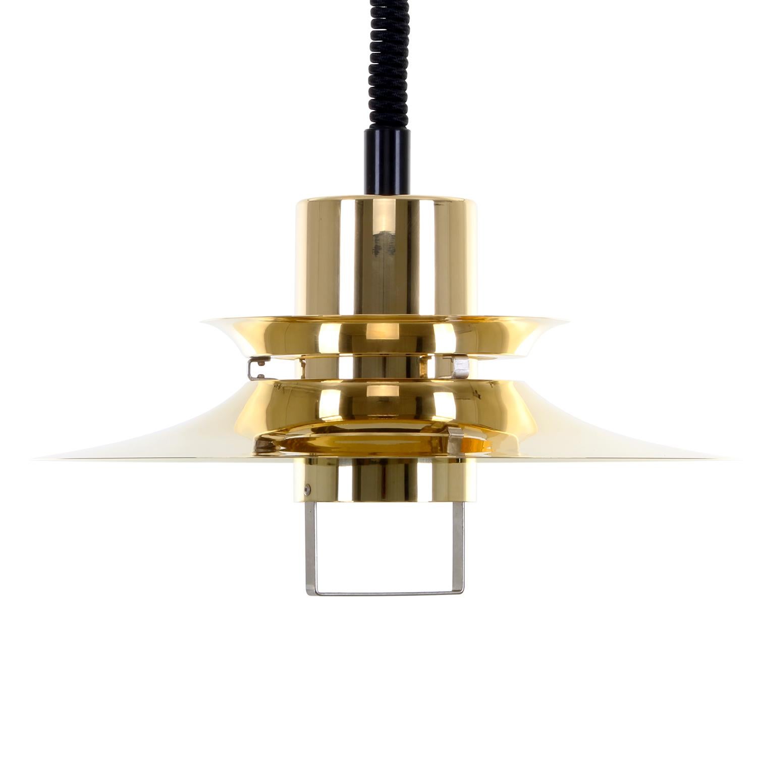 Brass Pendant, No. 23124 by Vitrika, 1960s with New Black Suspension