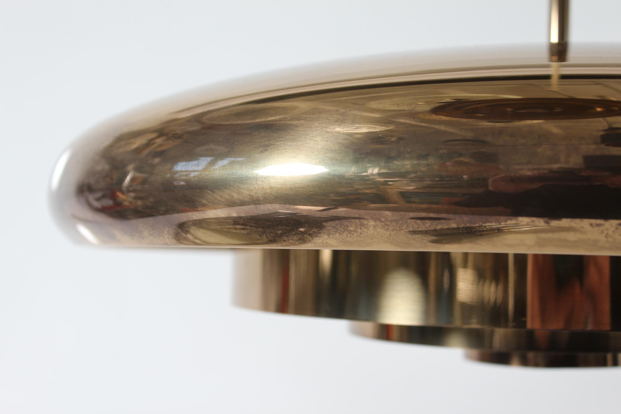 Brass Pendant T-5 by Alf Svensson & Yngvar Sandström for Bergboms, Sweden 1960s 2