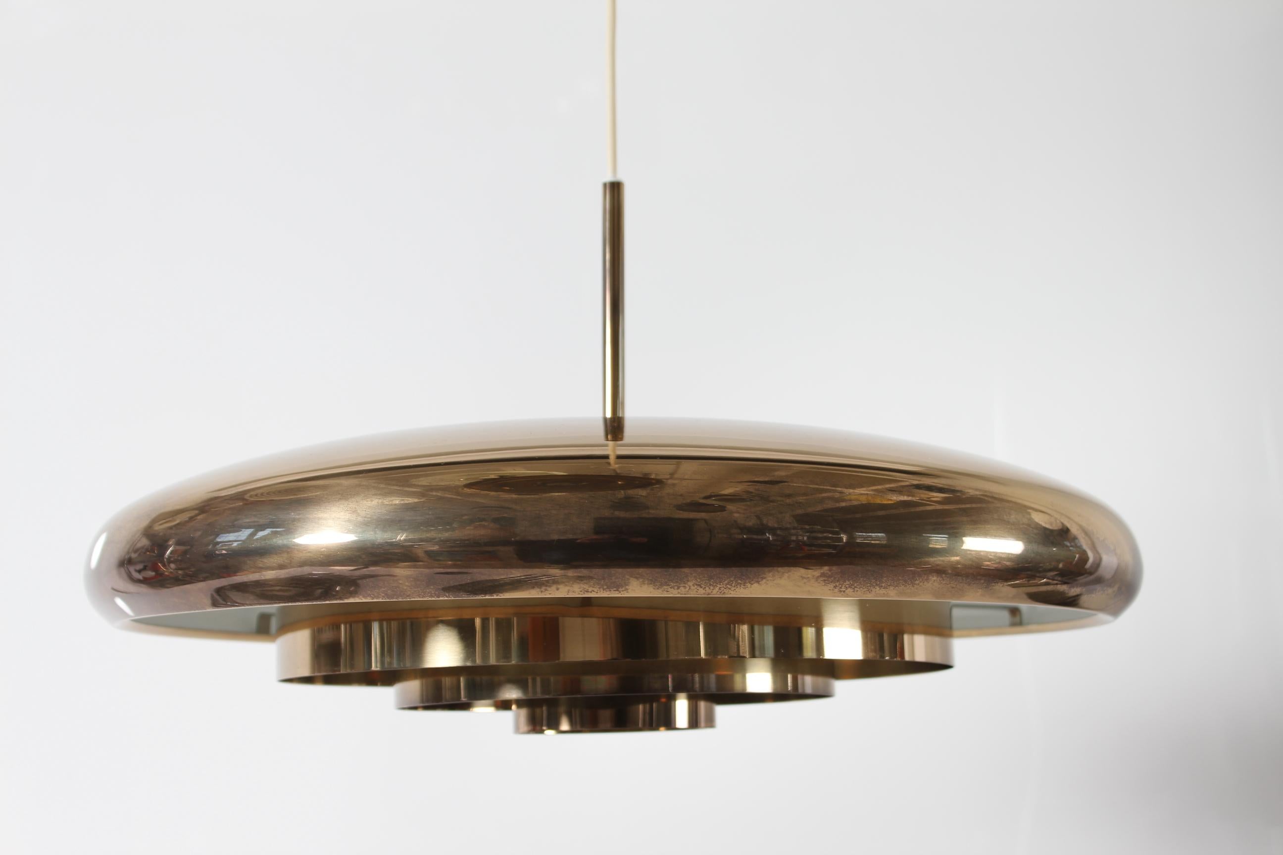 Swedish Brass Pendant T-5 by Alf Svensson & Yngvar Sandström for Bergboms, Sweden 1960s