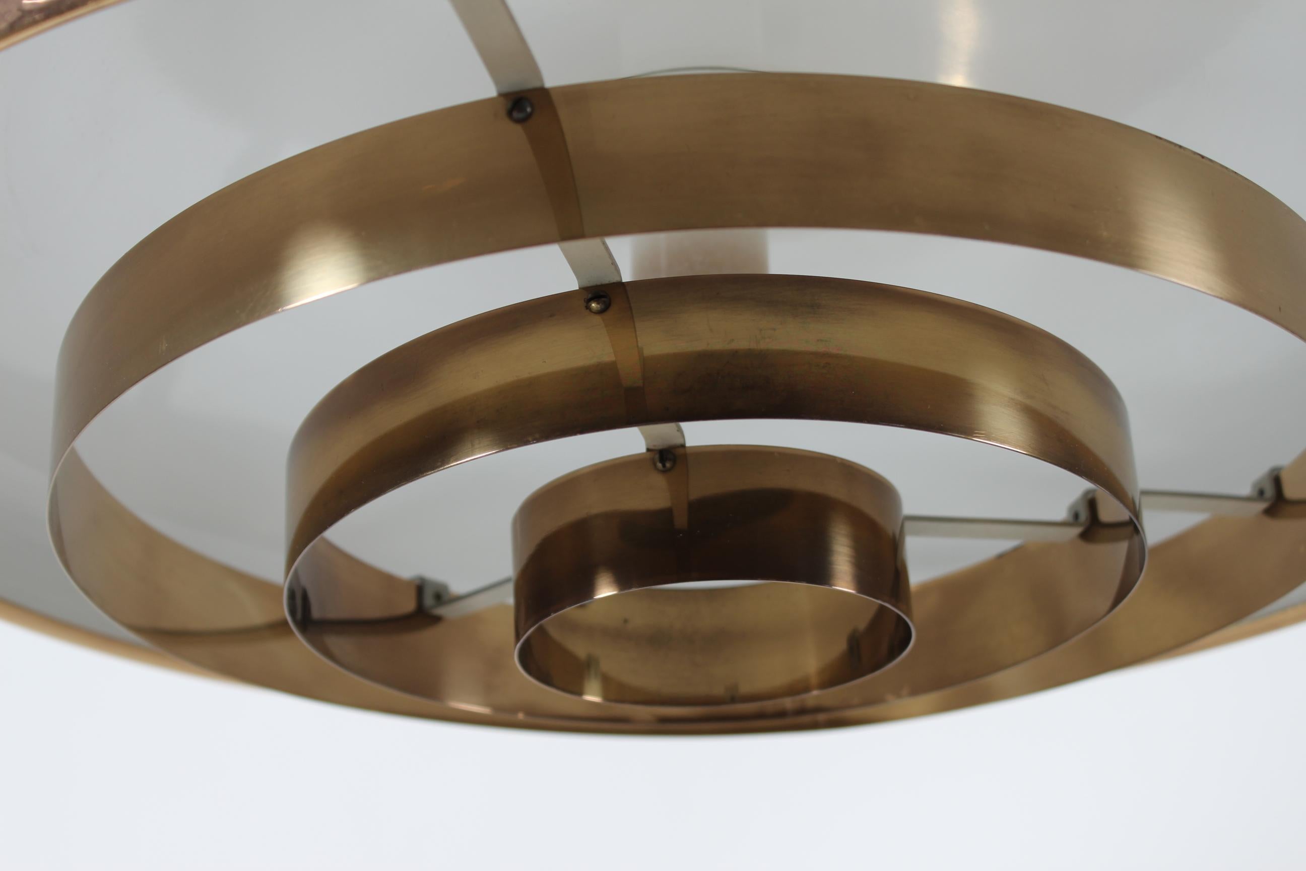 Lacquered Brass Pendant T-5 by Alf Svensson & Yngvar Sandström for Bergboms, Sweden 1960s