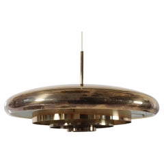 Brass Pendant T-5 by Alf Svensson & Yngvar Sandström for Bergboms, Sweden 1960s