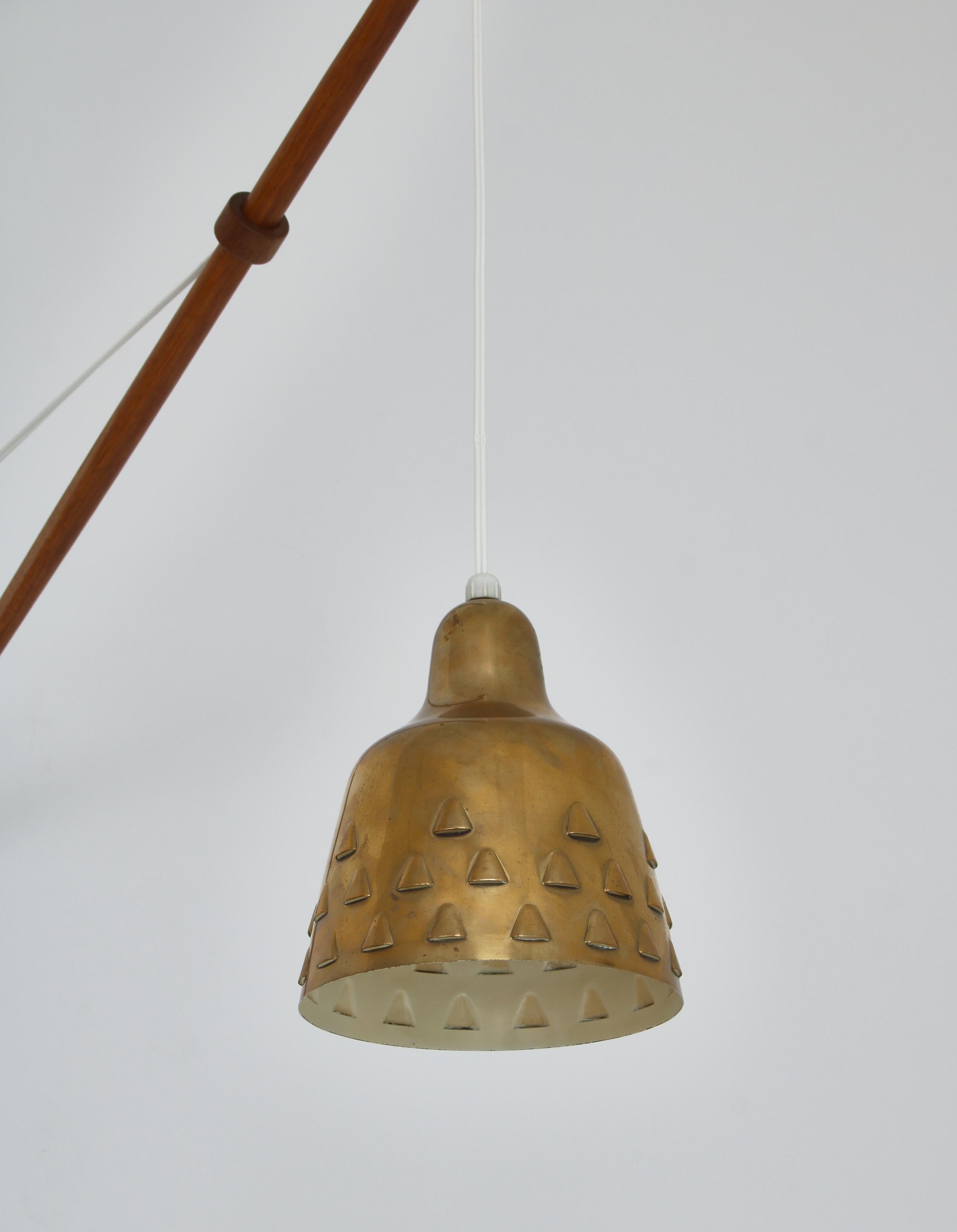 Mid-20th Century Brass Pendant Wall Lamp by Louis Poulsen, 1960s Scandinavian Modern For Sale