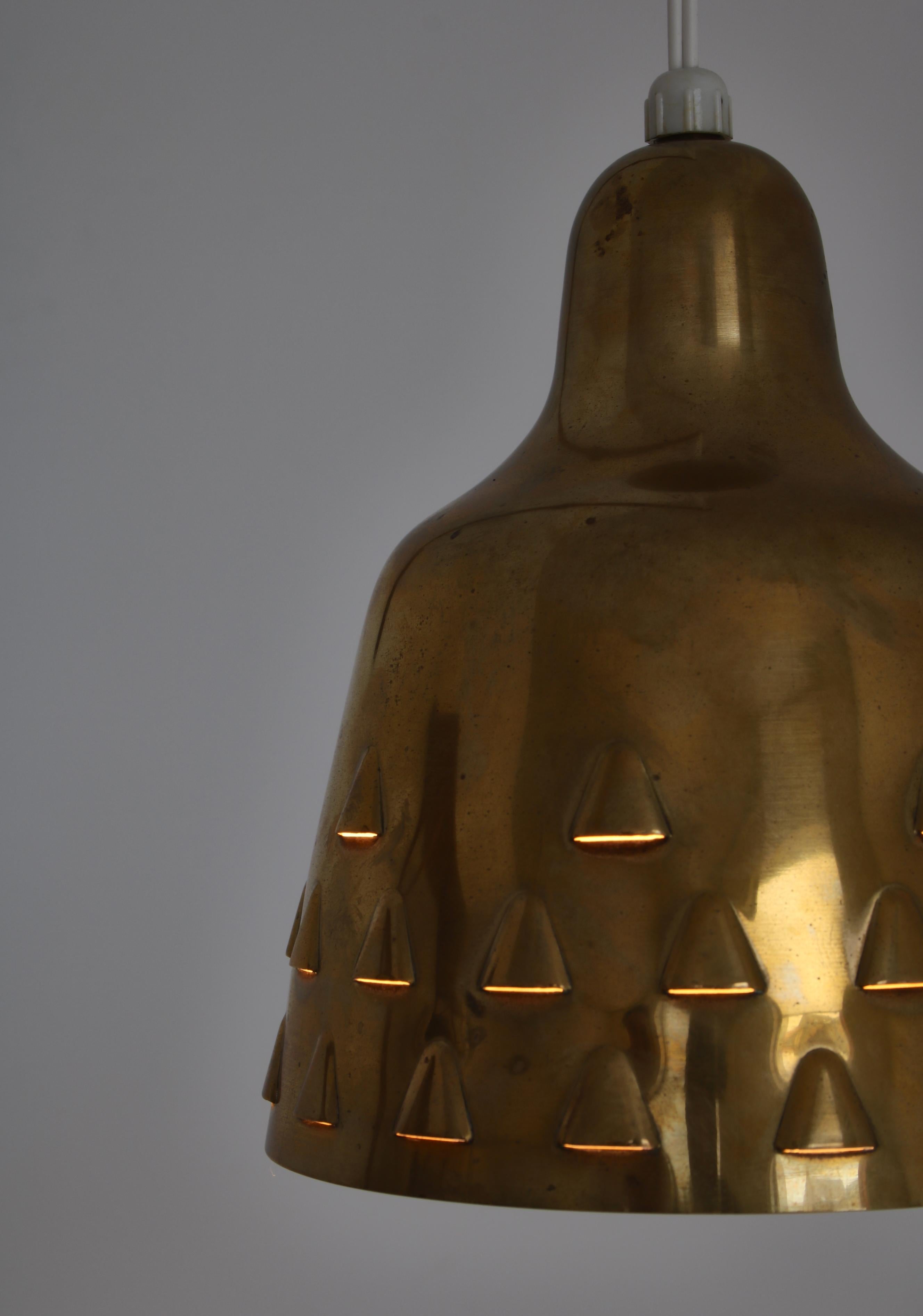 Brass Pendant Wall Lamp by Louis Poulsen, 1960s Scandinavian Modern For Sale 1