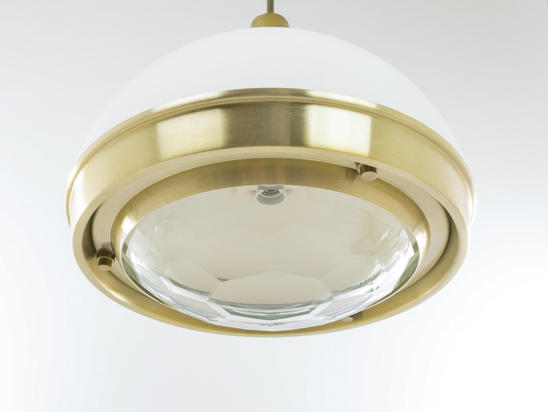 Faceted Brass Pendant with Diamond Glass by Pia Guidetti Crippa for Lumi Milano, 1960s For Sale
