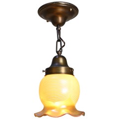 Brass Pendant with Large Art Glass Shade