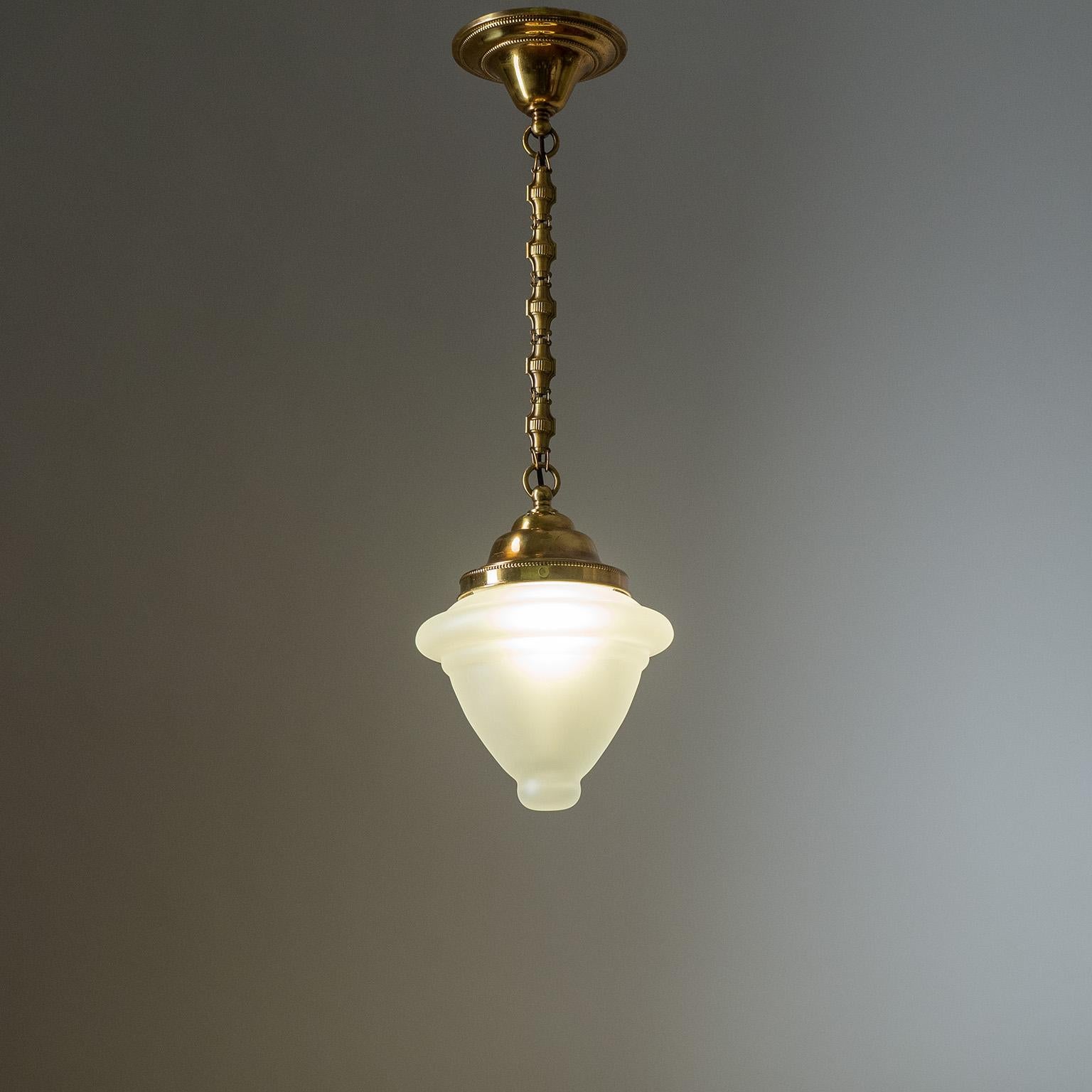 Brass Pendant With Satin Glass, 1920s For Sale 4