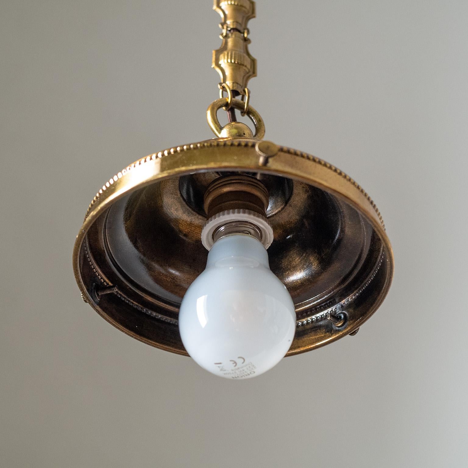 Frosted Brass Pendant With Satin Glass, 1920s For Sale