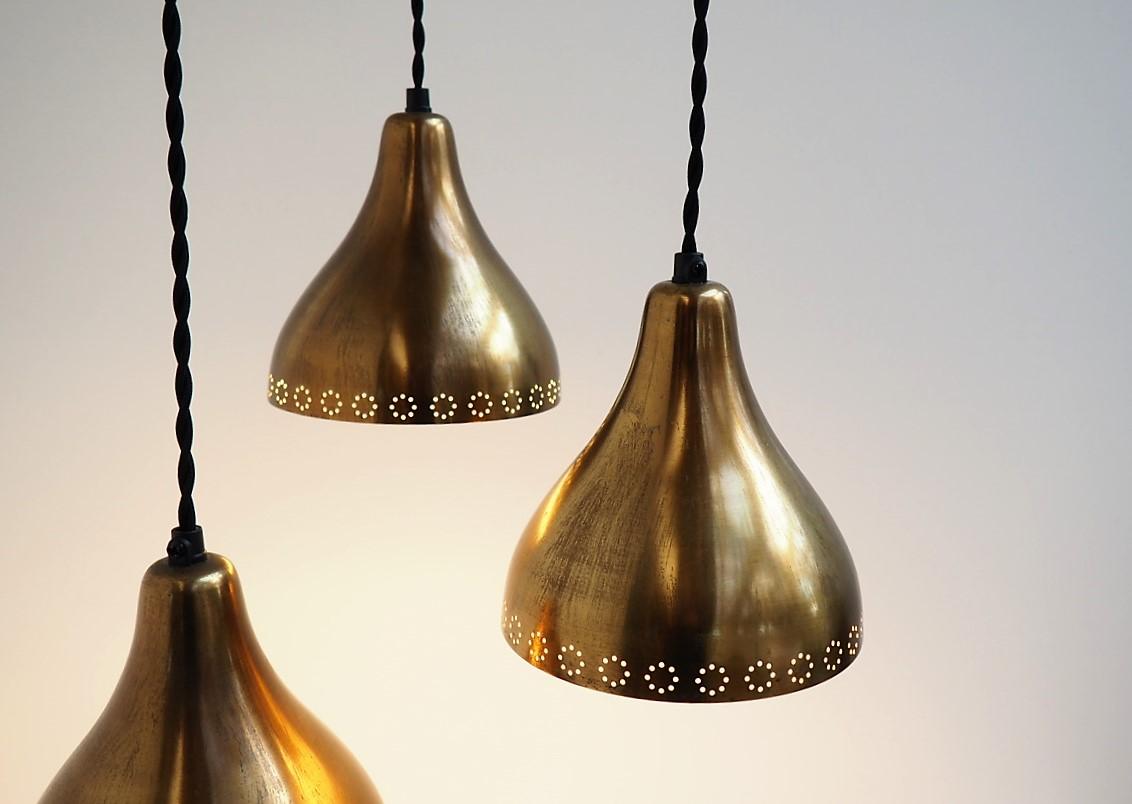 Brass Pendants in Paavo Tynell Style, Scandinavian Design from the 1950s In Good Condition In Spoettrup, DK