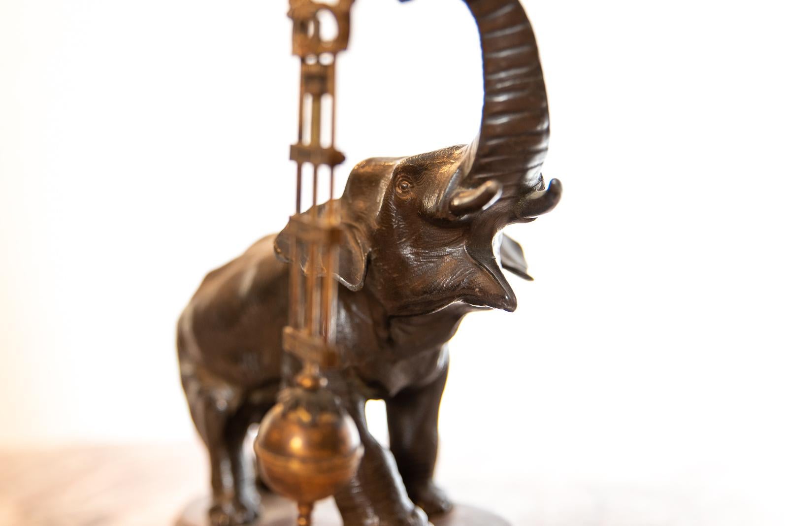 Late Victorian Brass Pendulum Elephant Mystery Clock by Junghans