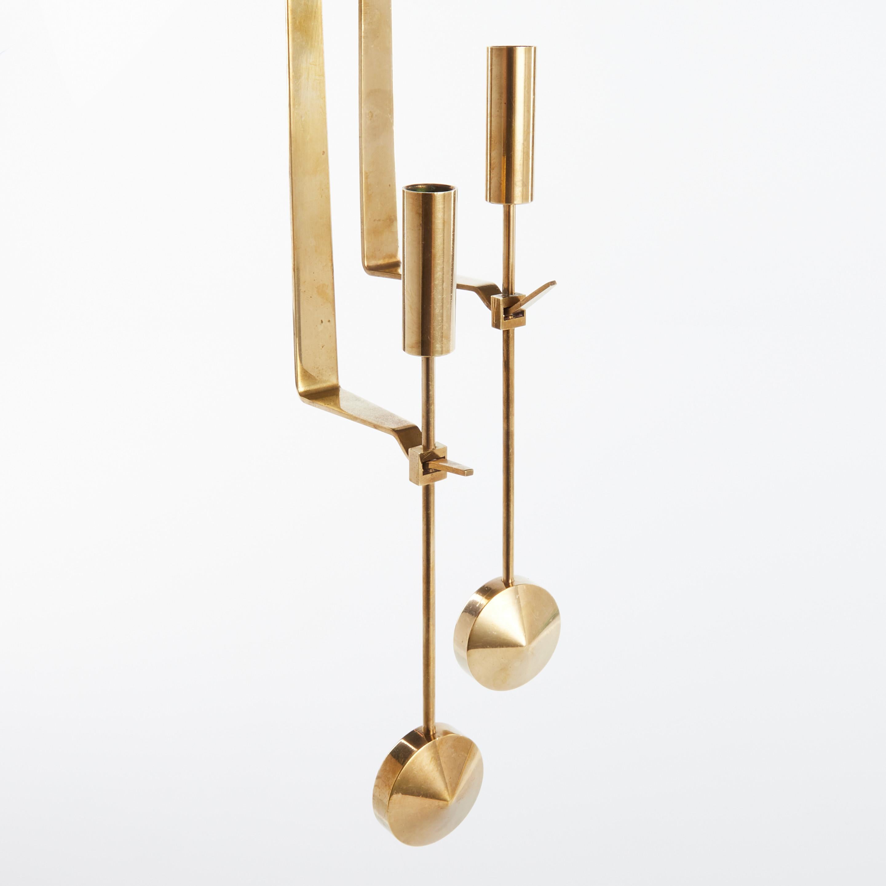 Brass Pendulum Wall Sconces by Pierre Forsell for Skultuna In Good Condition For Sale In London, England