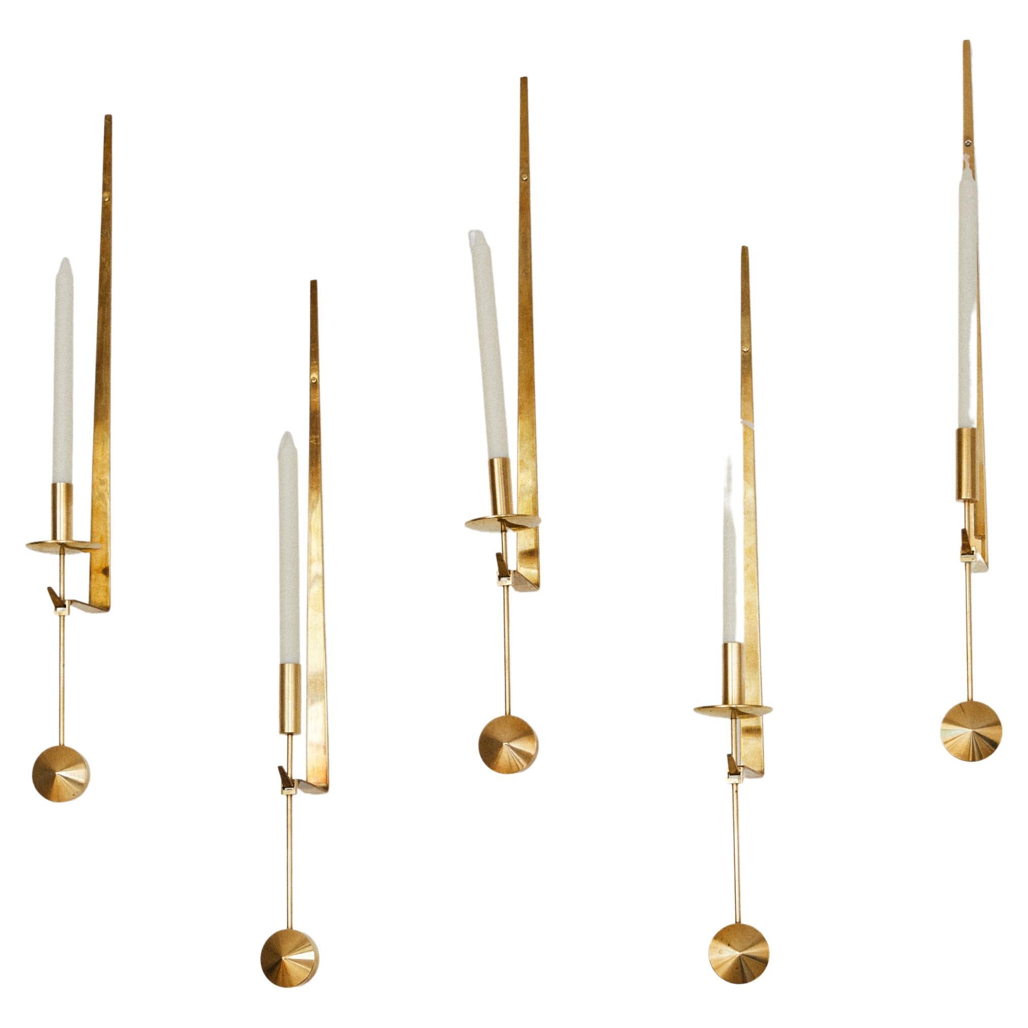 Brass Pendulum Wall Sconces by Pierre Forsell for Skultuna For Sale