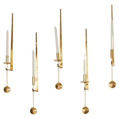 Brass Pendulum Wall Sconces by Pierre Forsell for Skultuna
