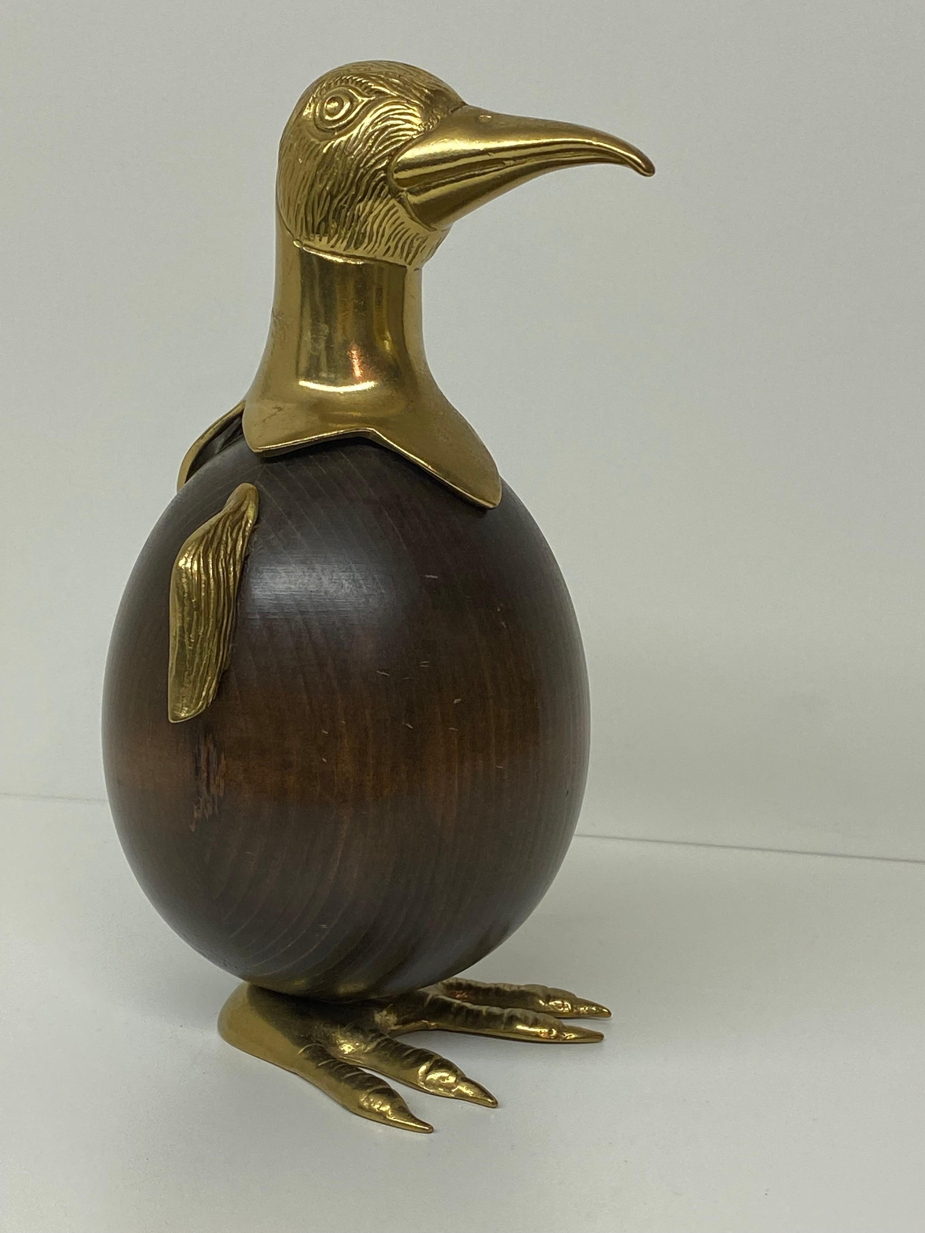 Patinated Brass Penguin Sculpture