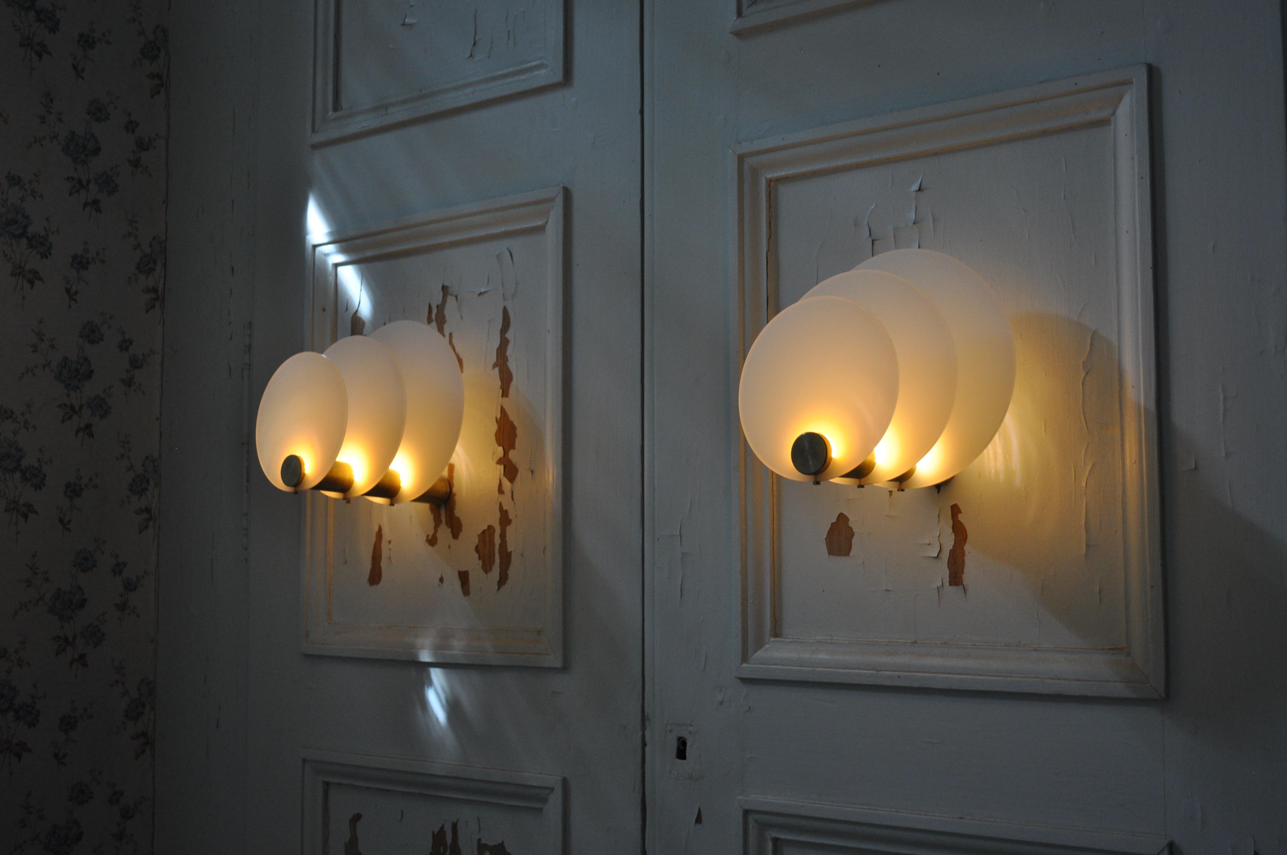 Brass and Perspex Wall Lamps 