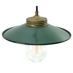 Brass Petrol Enamel Vintage Clear Glass Pendant Lights