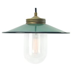 Brass Petrol Enamel Vintage Clear Glass Pendant Lights
