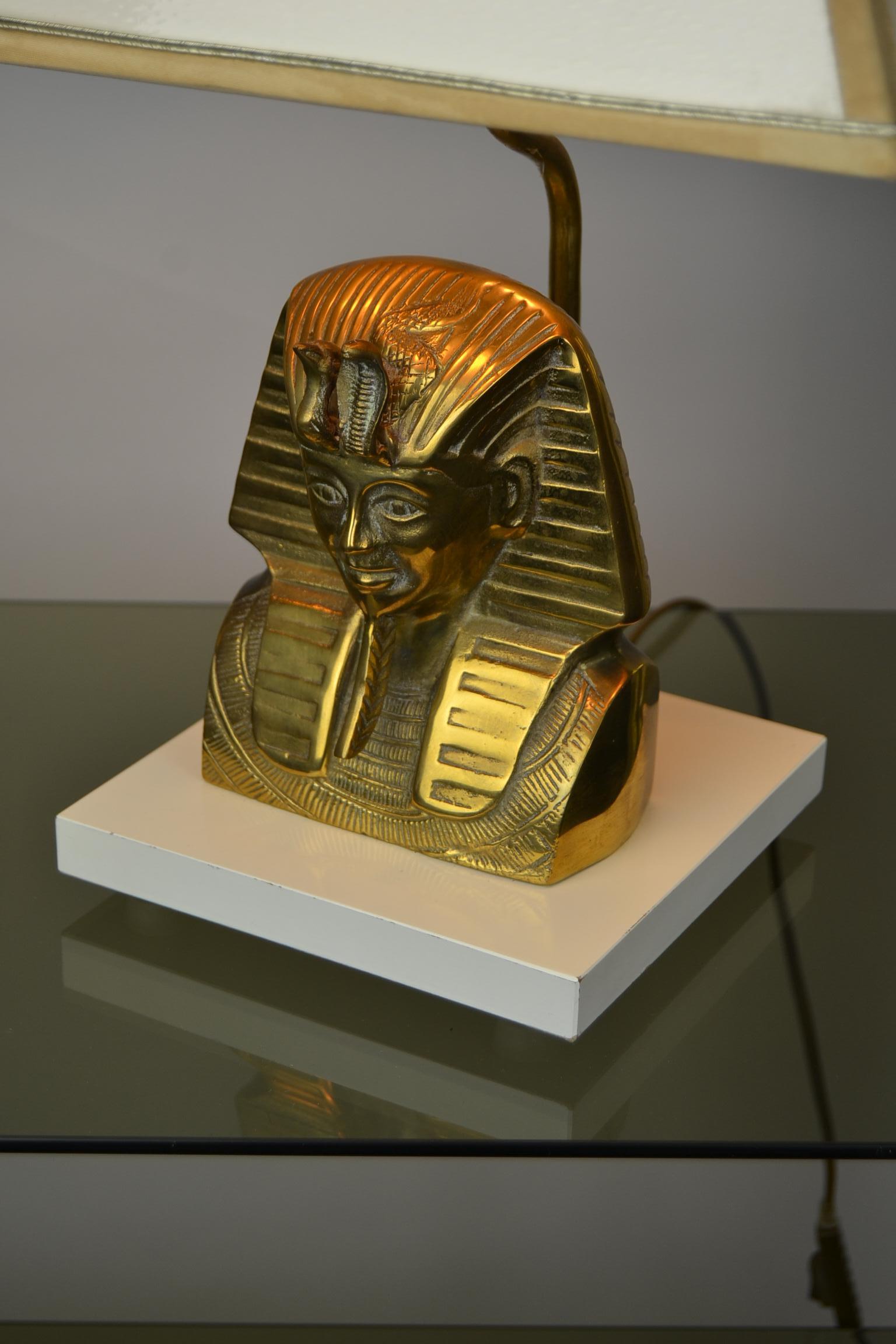 Brass Pharaoh Head Table Lamp, Hollywood Regency , 1970s 6