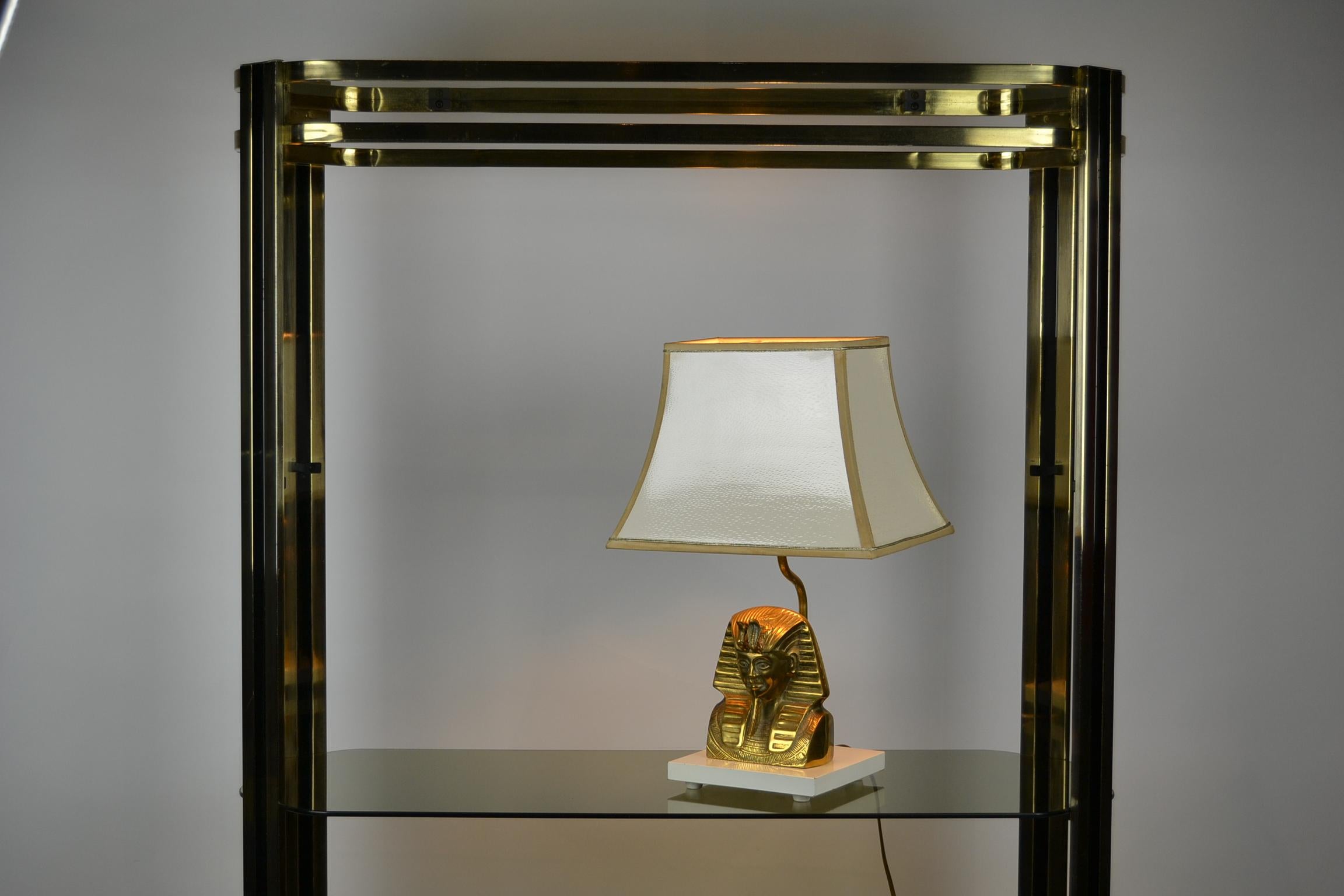 Brass Pharaoh Head Table Lamp, Hollywood Regency , 1970s 10