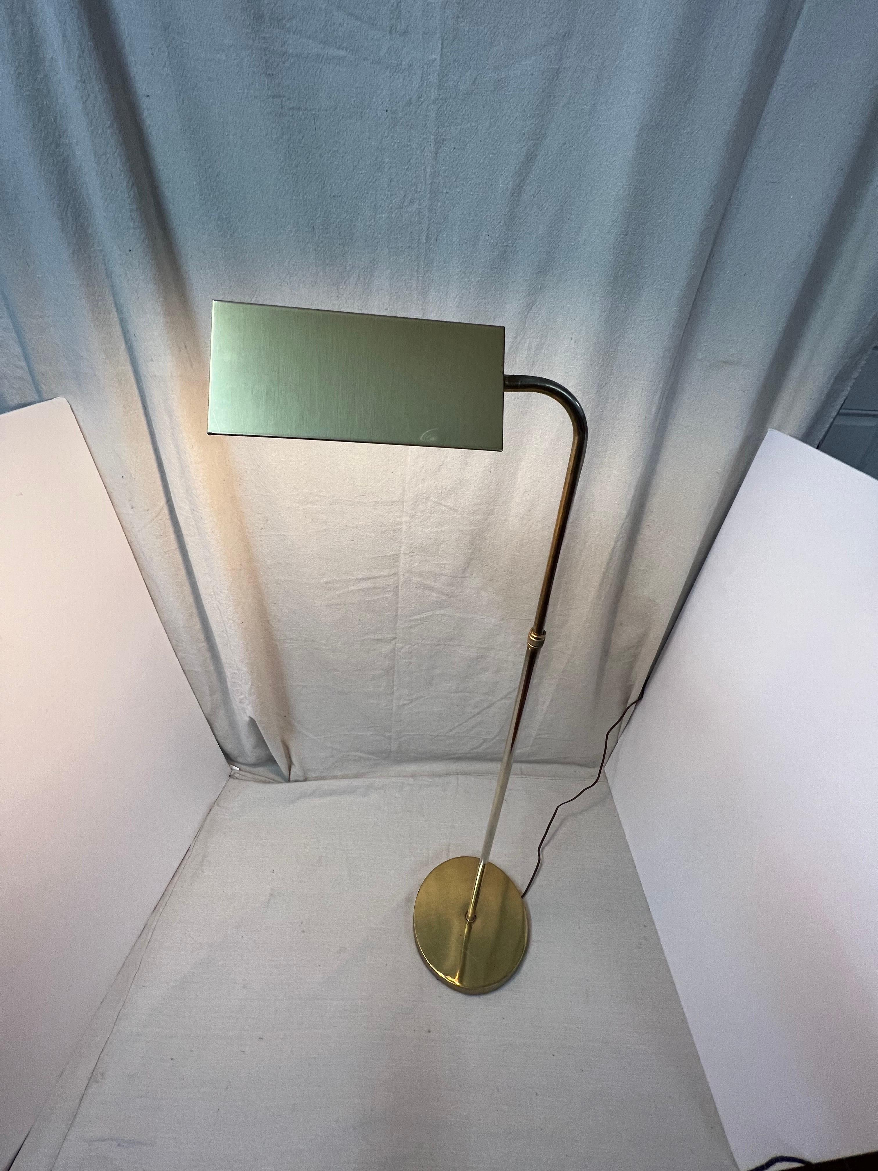 Mid-Century Modern Brass Pharmacy Floor Lamp For Sale