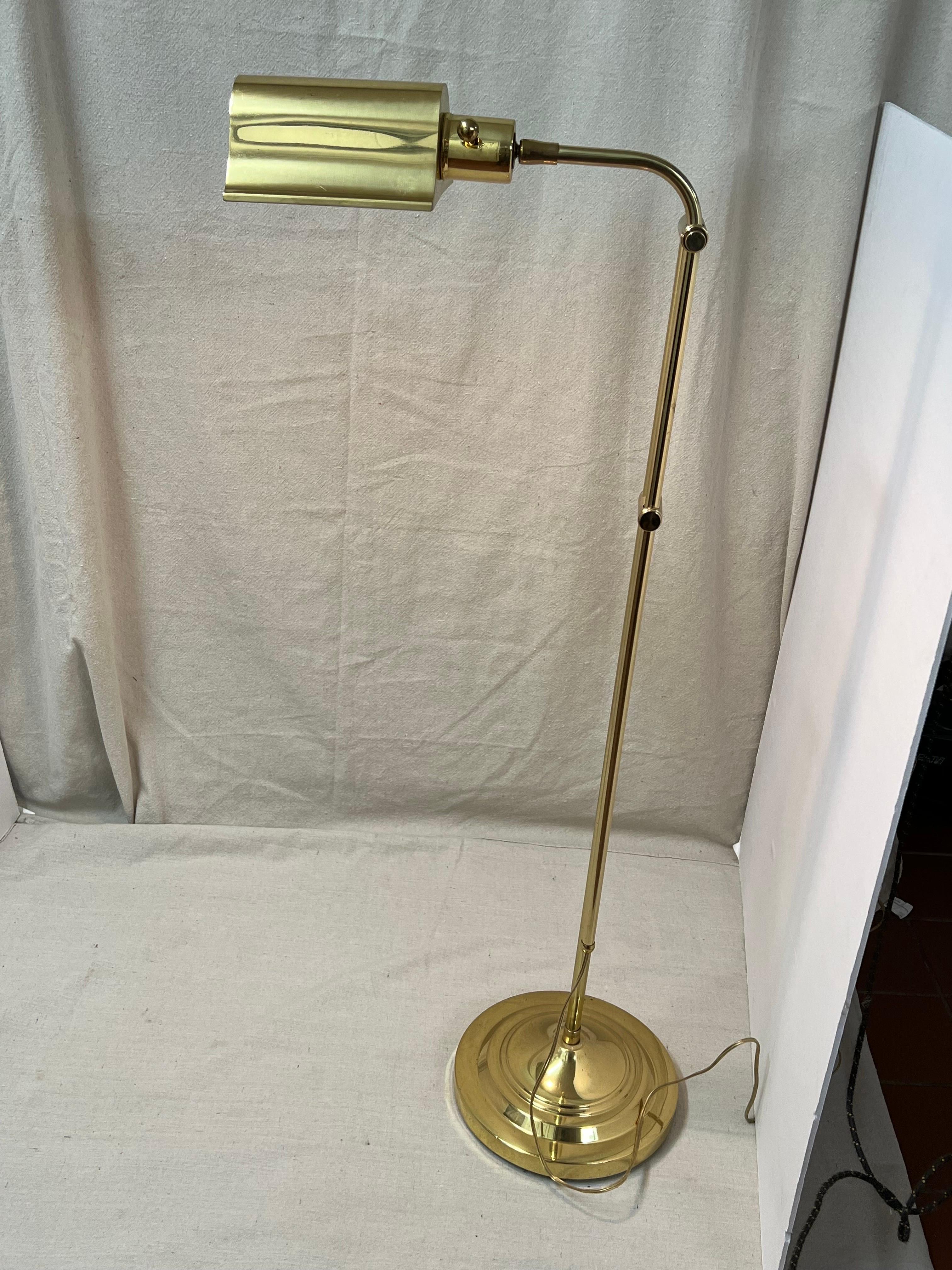 Brass Pharmacy Floor Lamp In Good Condition For Sale In Redding, CT