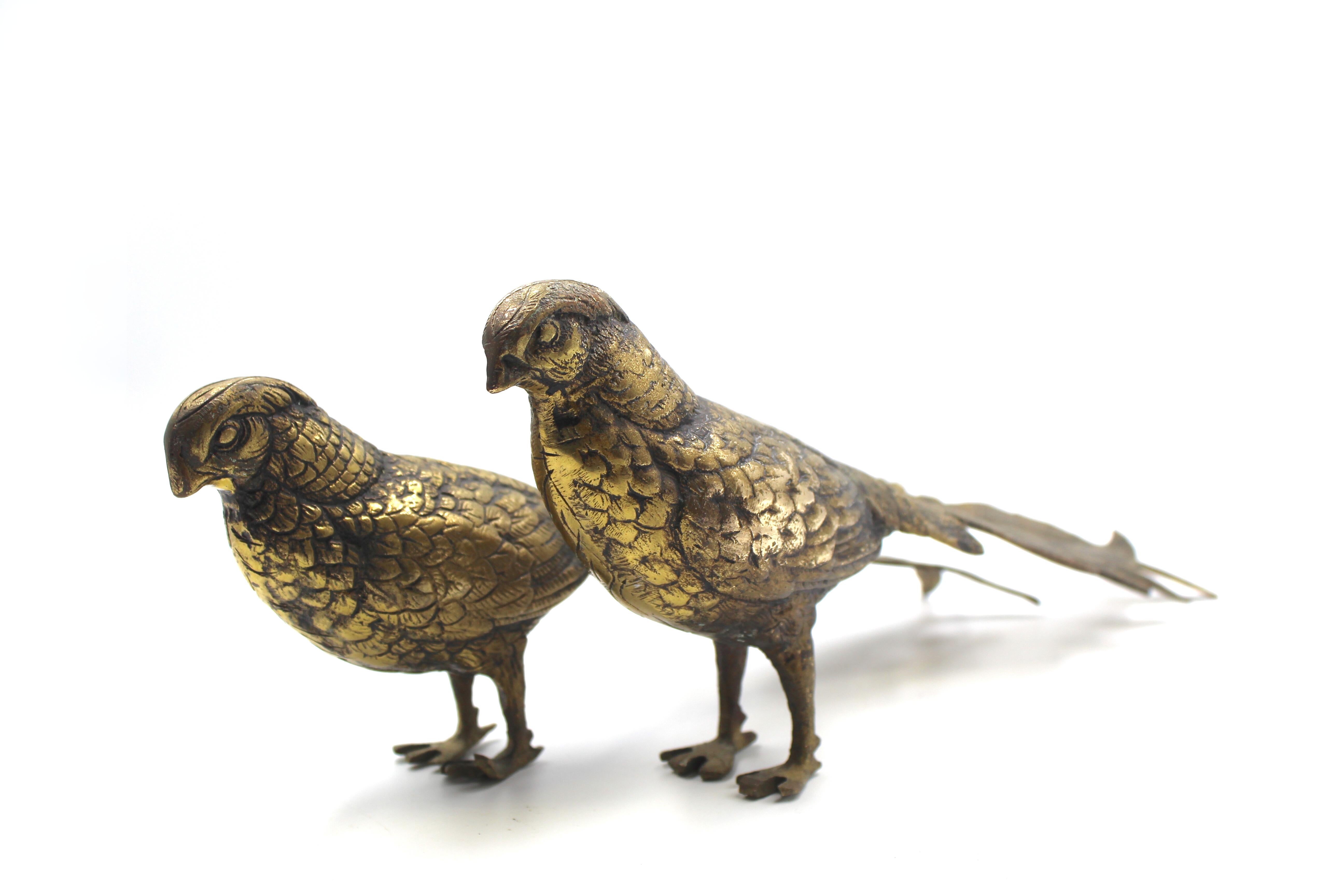 20th Century Brass Pheasant Pair