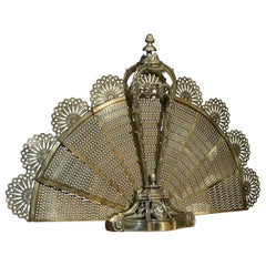 Antique Brass pierced peacock fire fan
