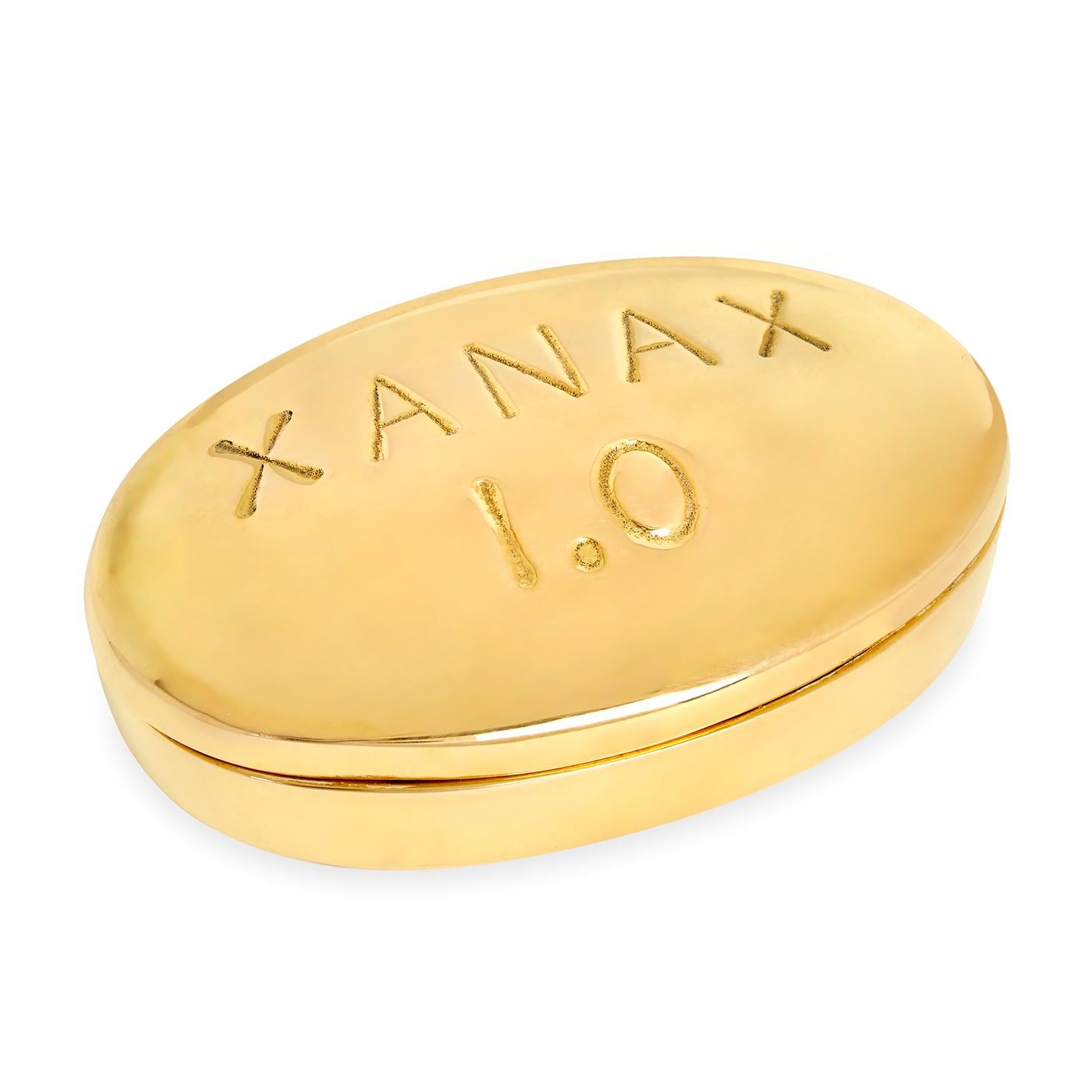 A dose of style. We've taken our long time love of pharmaceuticals to a new level of luxe. Cast in solid brass, our hinged pill boxes are the perfect place to stash your stash. Each pill is laser-etched with its mg size so you can manage your