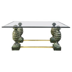 Mesa de centro con piñas de latón, años 70