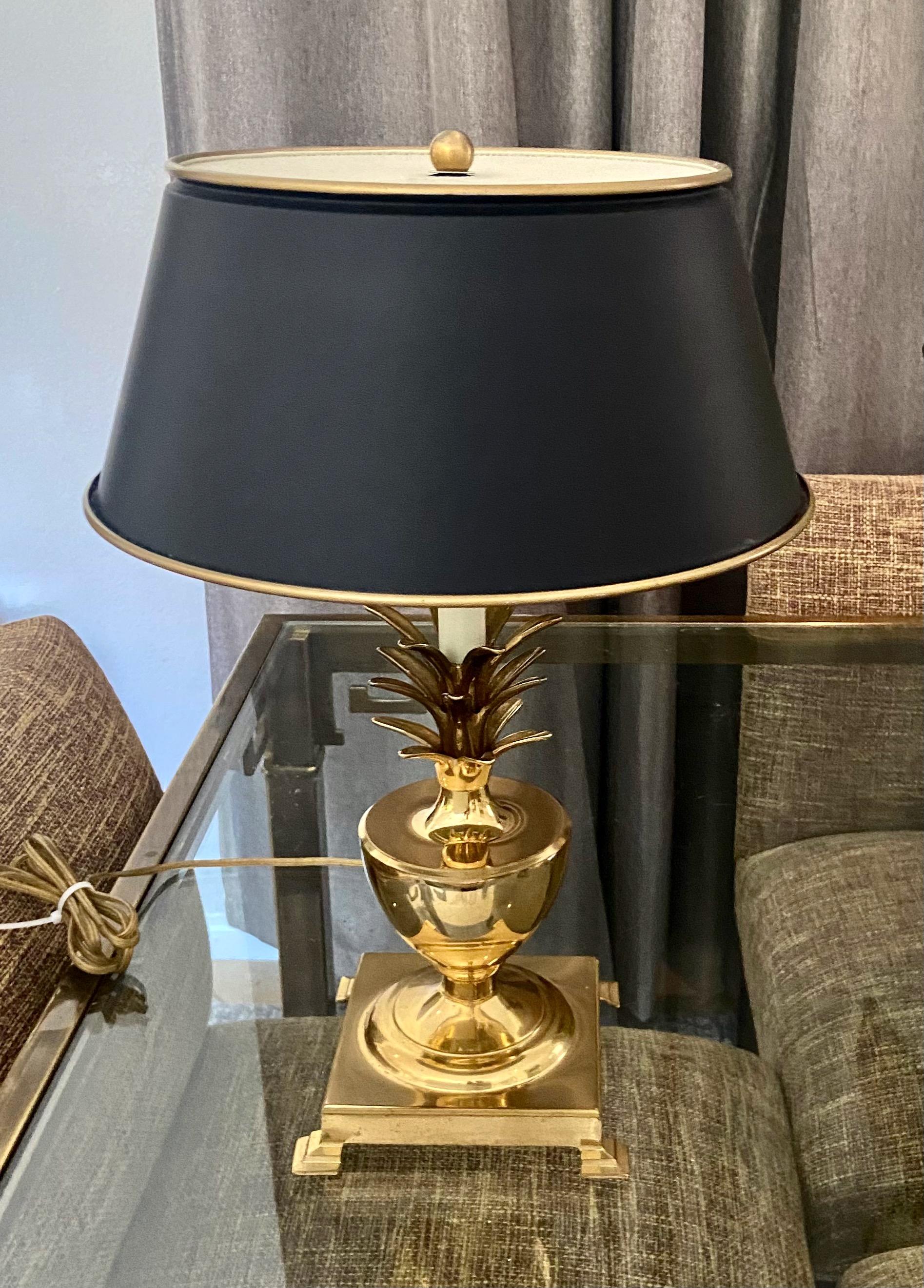 European Brass Pineapple Bouillotte Tole Table Lamp