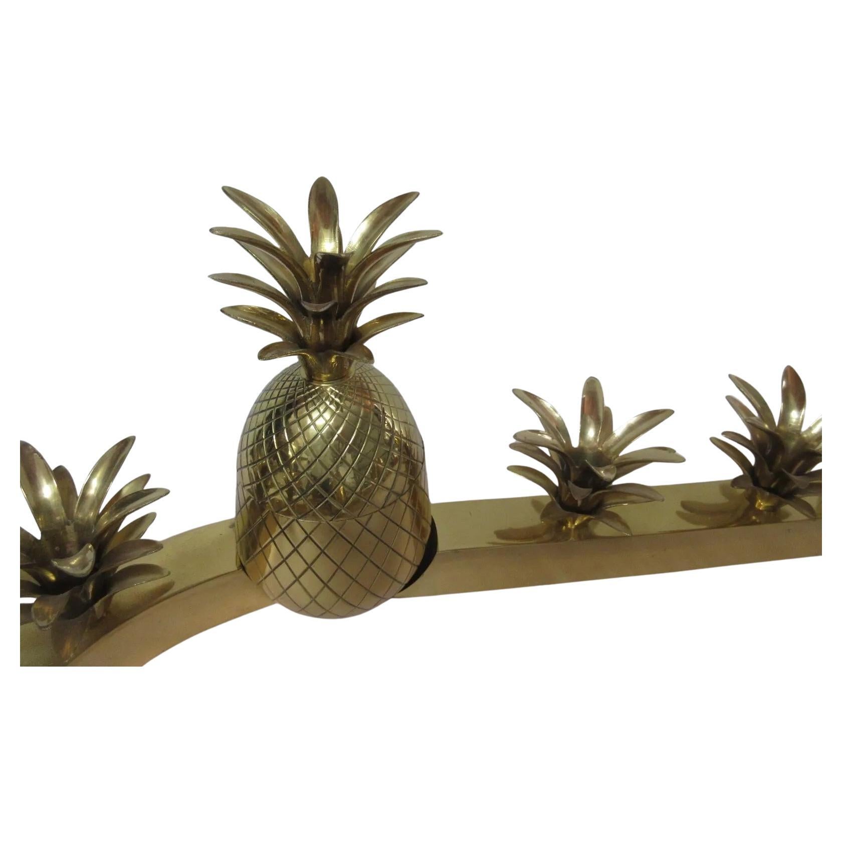 Vintage Brass Pineapple Table Centerpiece With  Candle Holders and 4 Pineapples 
The set measures 33.5
