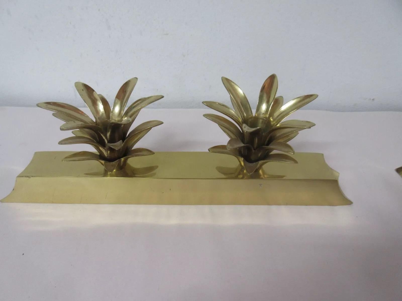 Late 20th Century Brass Pineapple Centerpiece Candle Holder For Sale