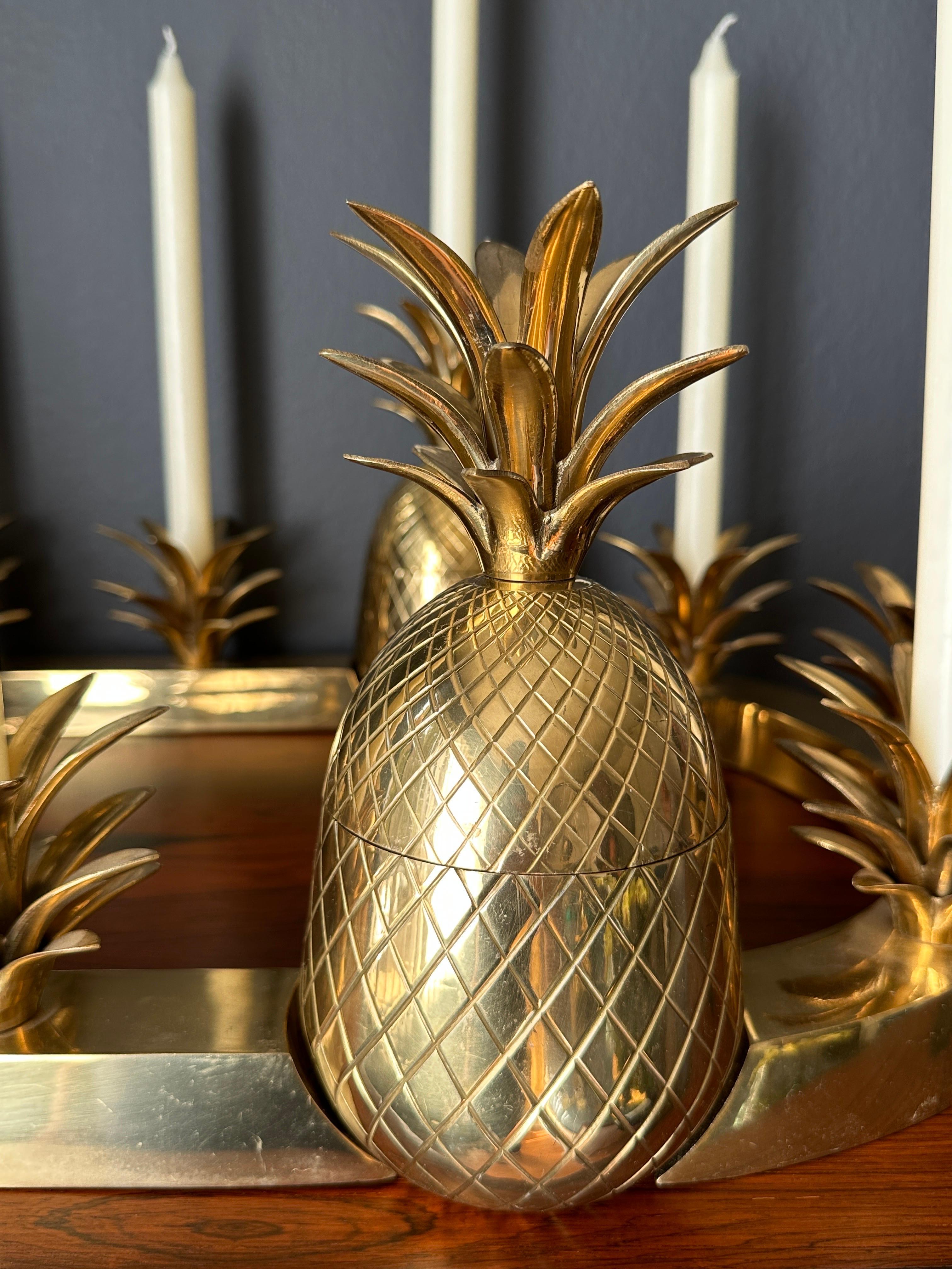 Brass Pineapple Centerpiece Candleholder Candy Dish For Sale 3