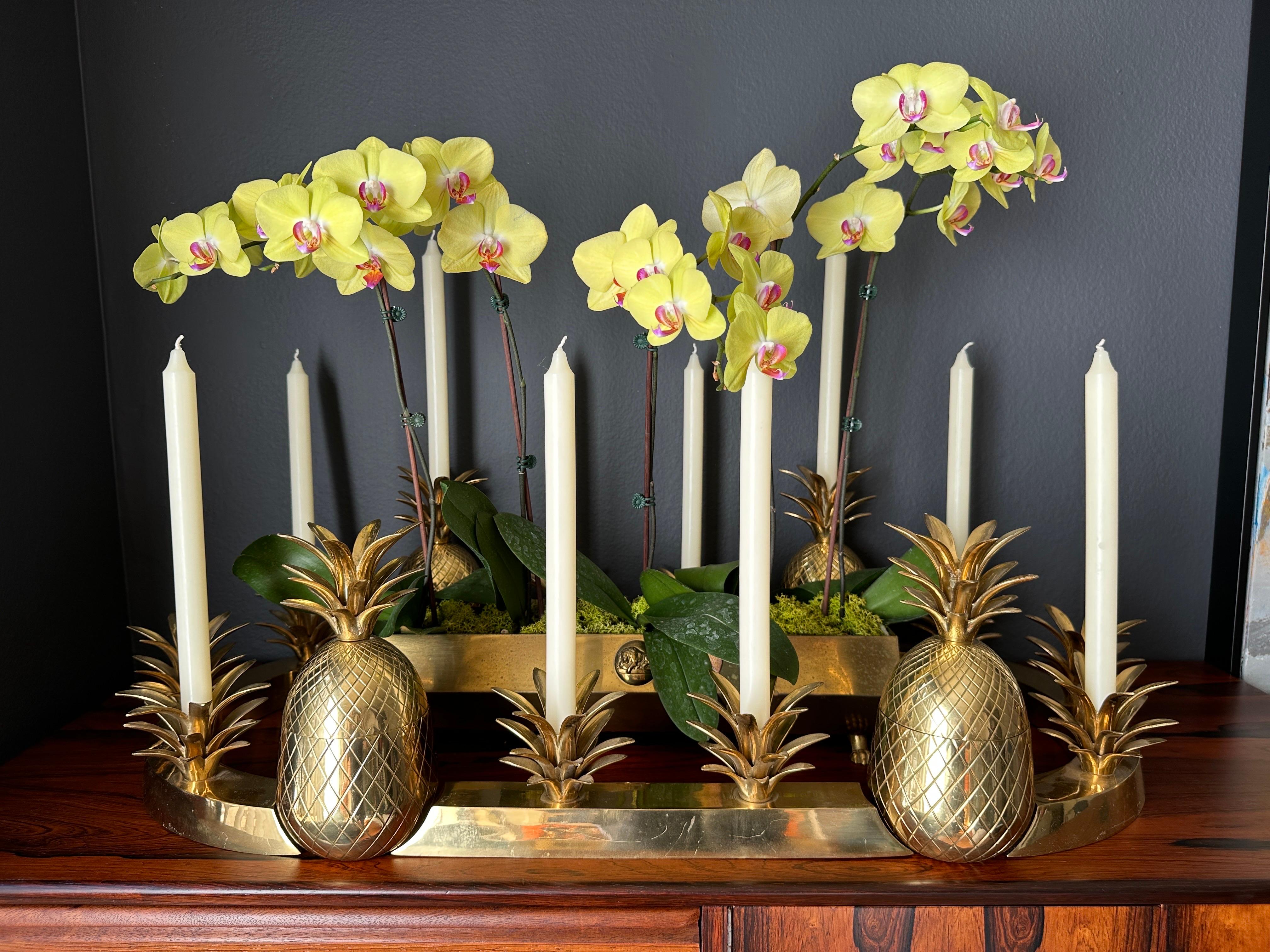 Brass Pineapple Centerpiece Candleholder Candy Dish For Sale 5