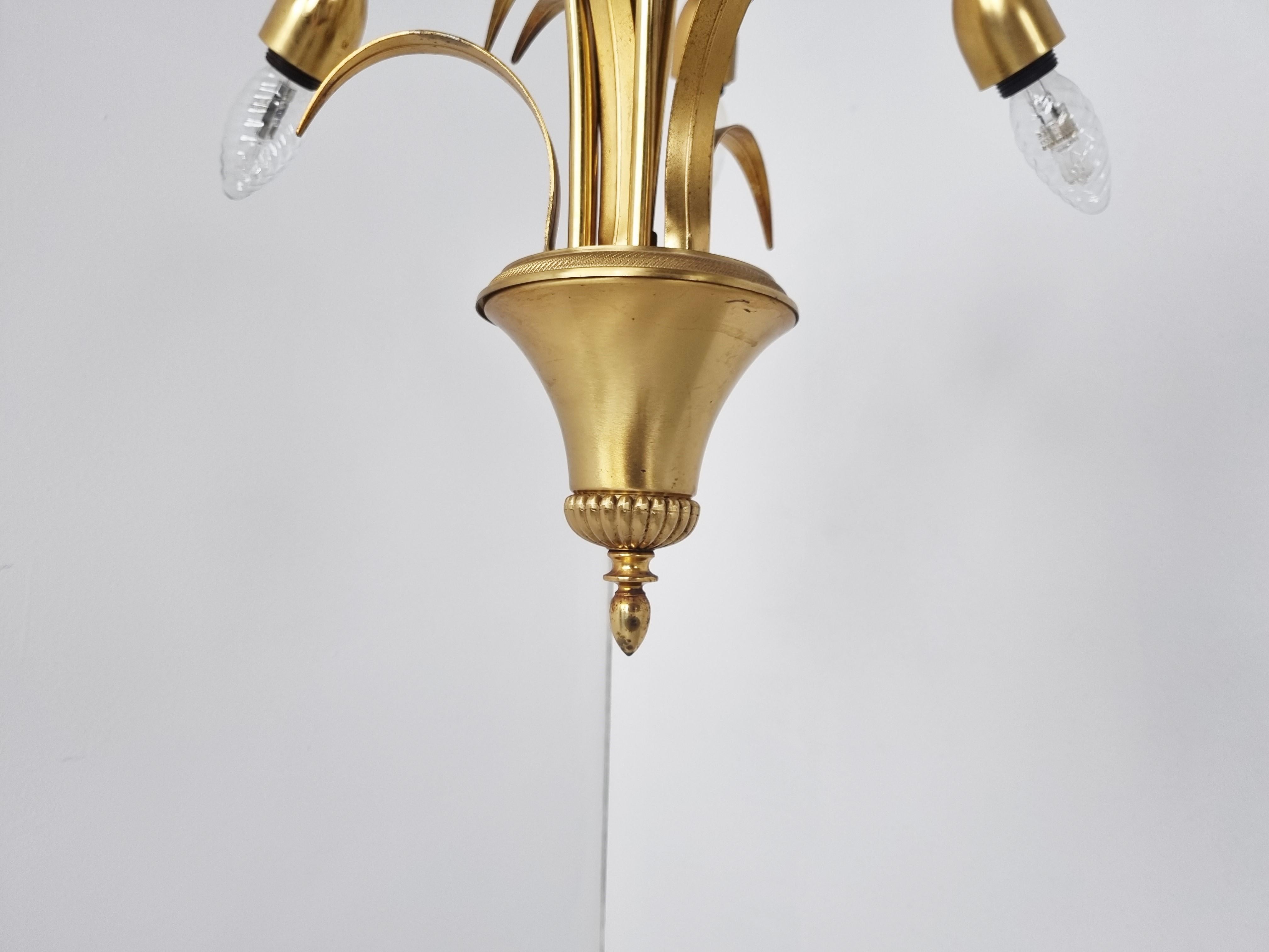 Brass pineapple chandelier, 1970s For Sale 3