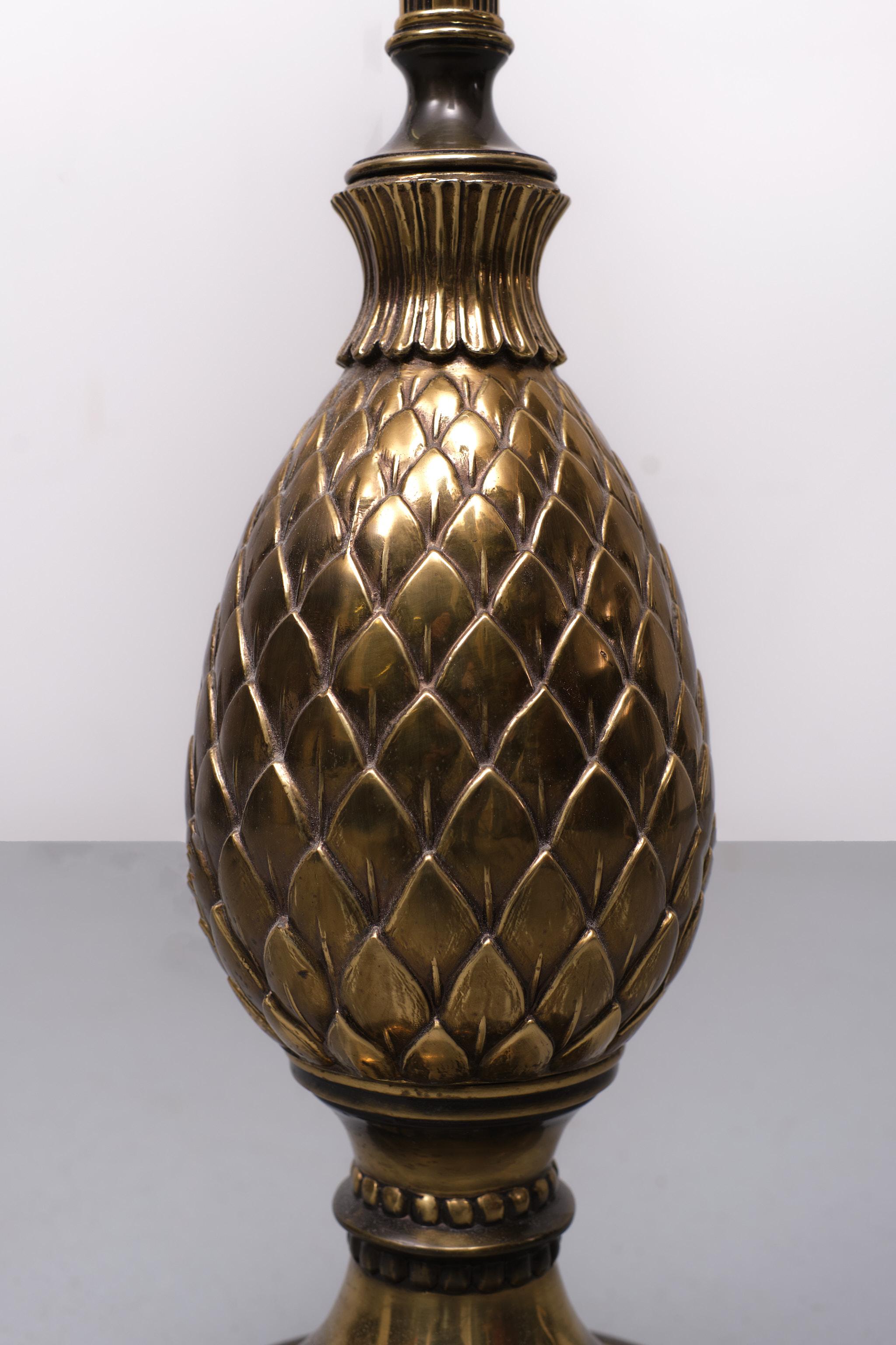 French Brass Pineapple Floor Lamp Hollywood Regency 1970s