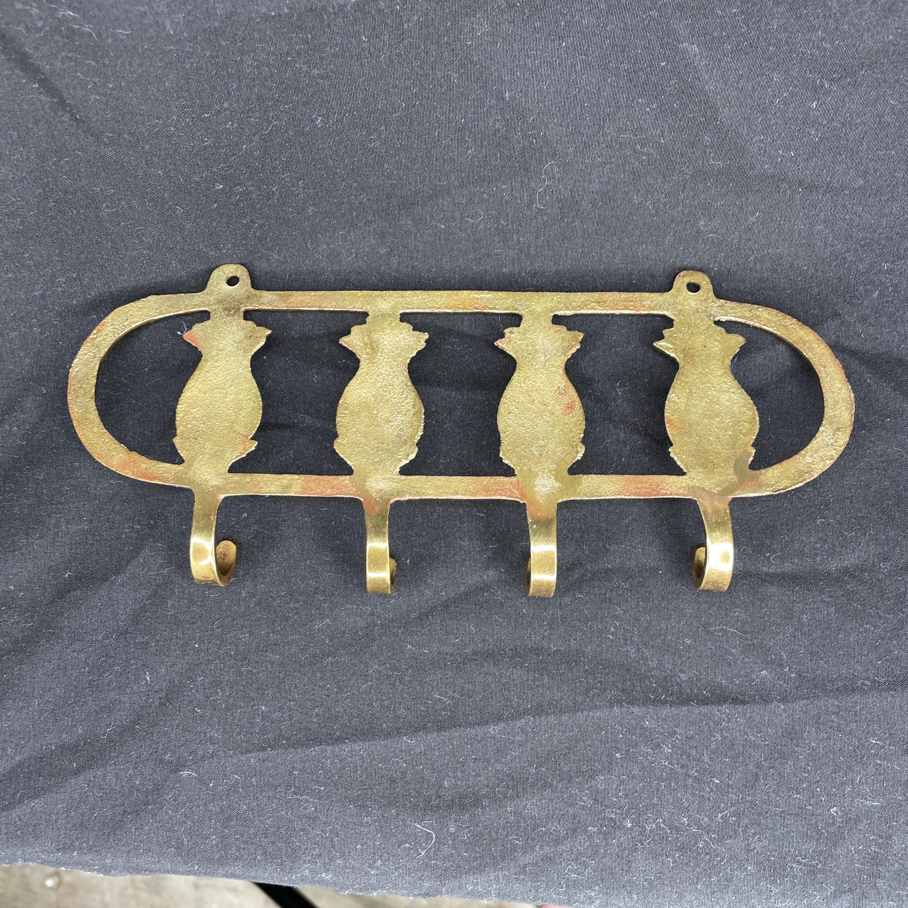 Folk Art Brass Pineapple Key Holder