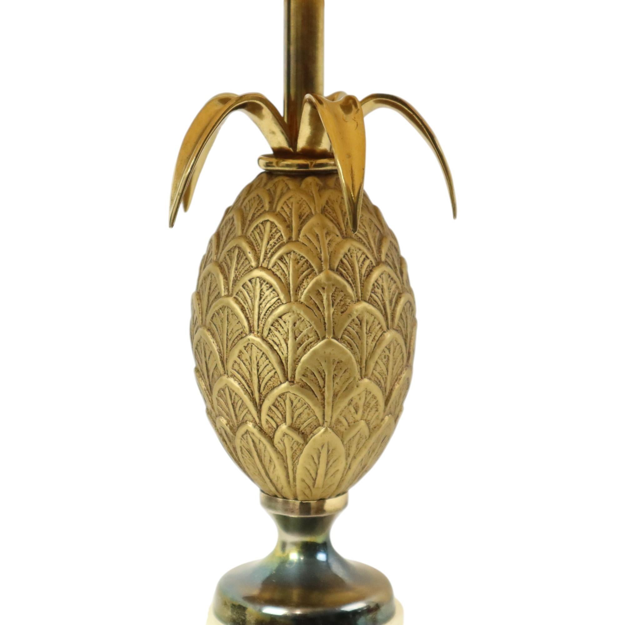Brass Pineapple Lamp Style Maison Charles Hollywood Regency For Sale 1