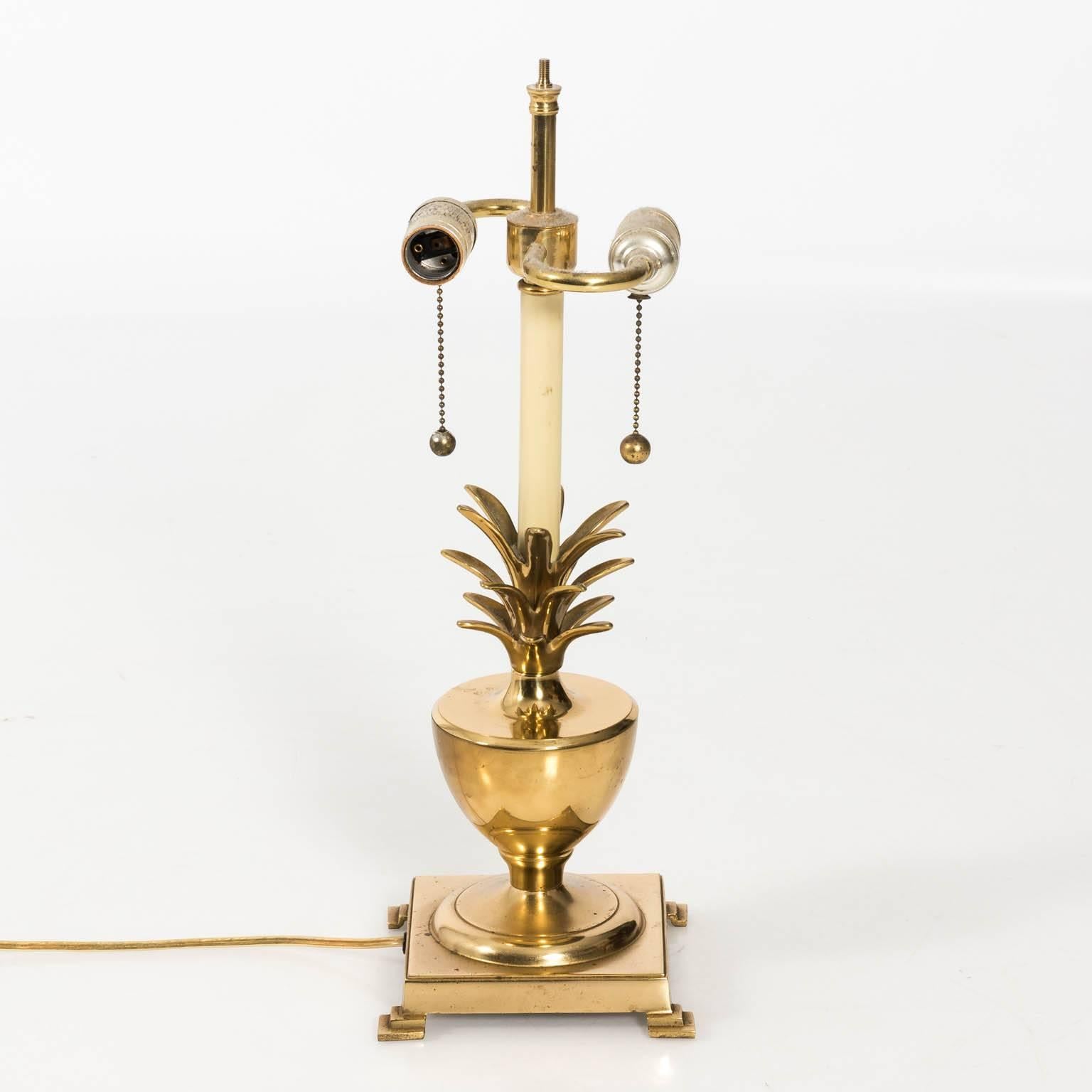 Brass Pineapple Lamp with Tole Shade 2