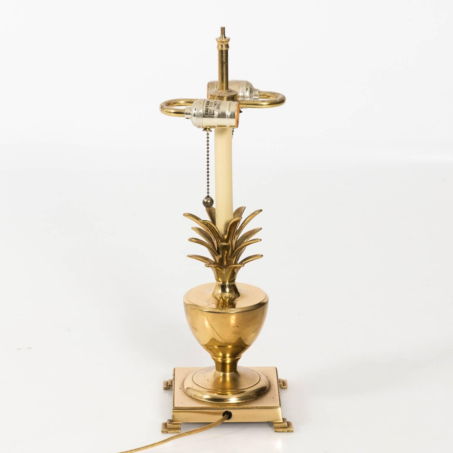 Brass Pineapple Lamp with Tole Shade 3