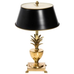 Brass Pineapple Lamp with Tole Shade