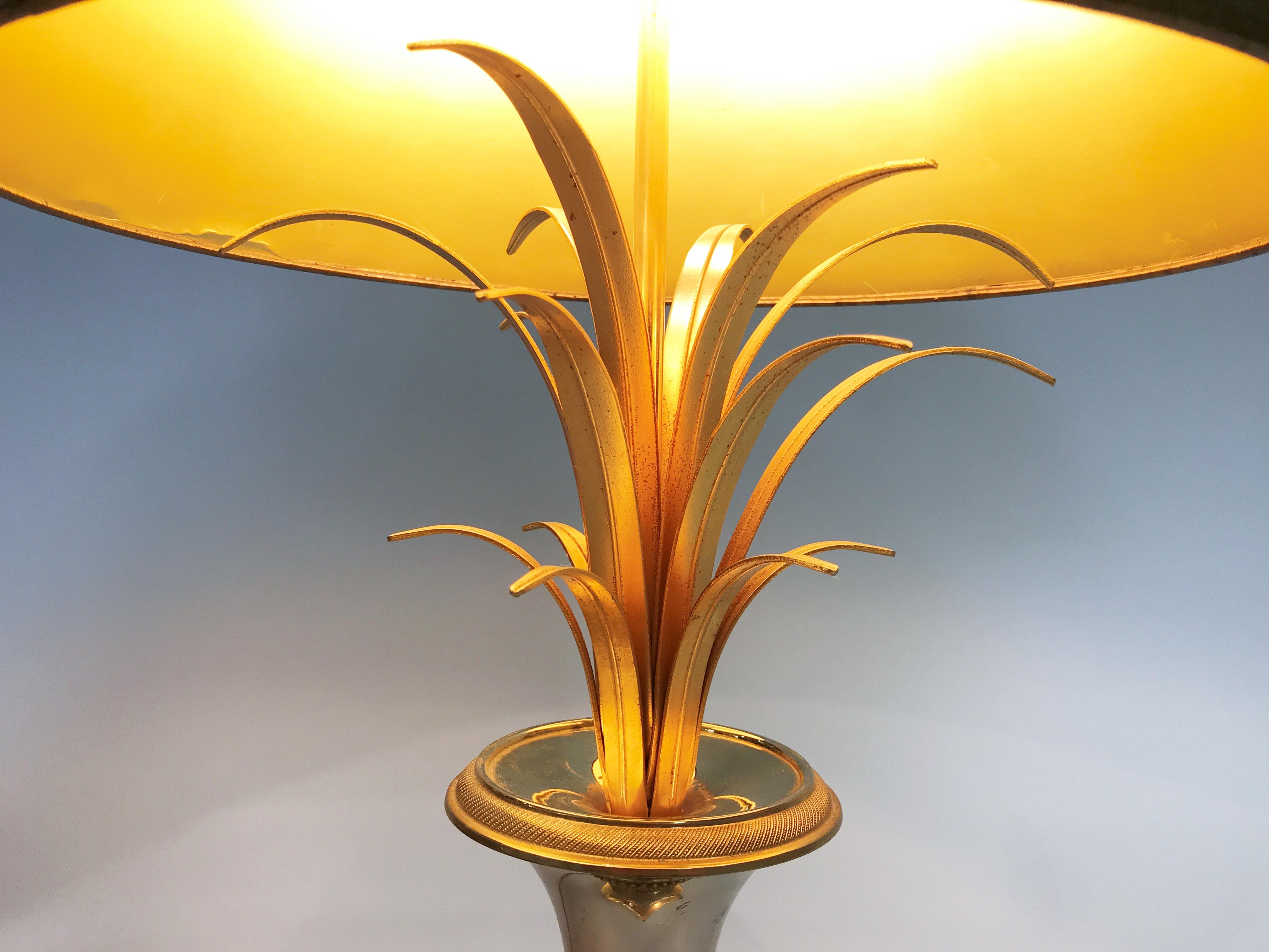 Brass Pineapple Leaf Table Lamp, 1960s 4